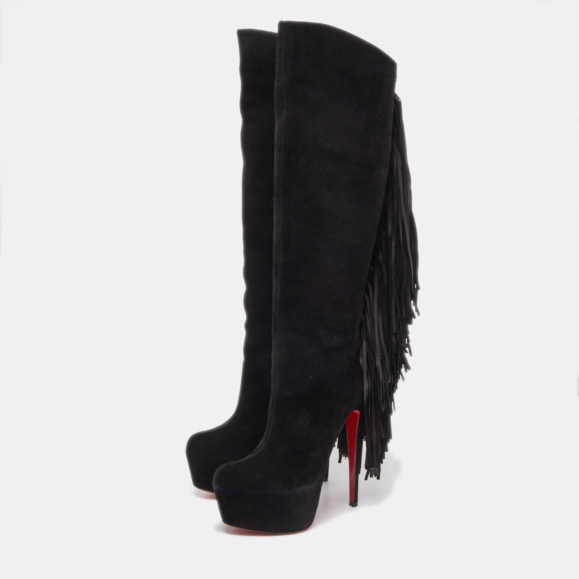

Christian Louboutin Black Suede Interlopa Knee Length Boots Size