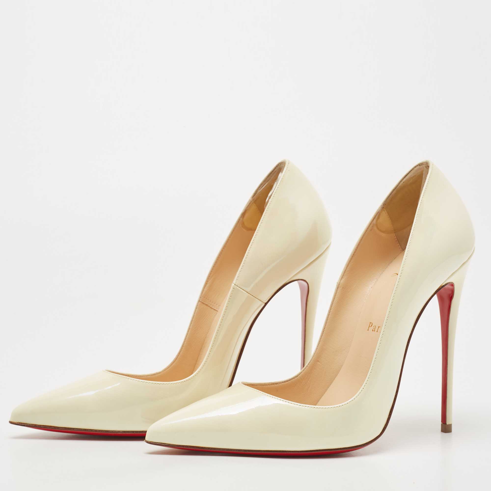

Christian Louboutin Cream Patent Leather So Kate Pumps Size