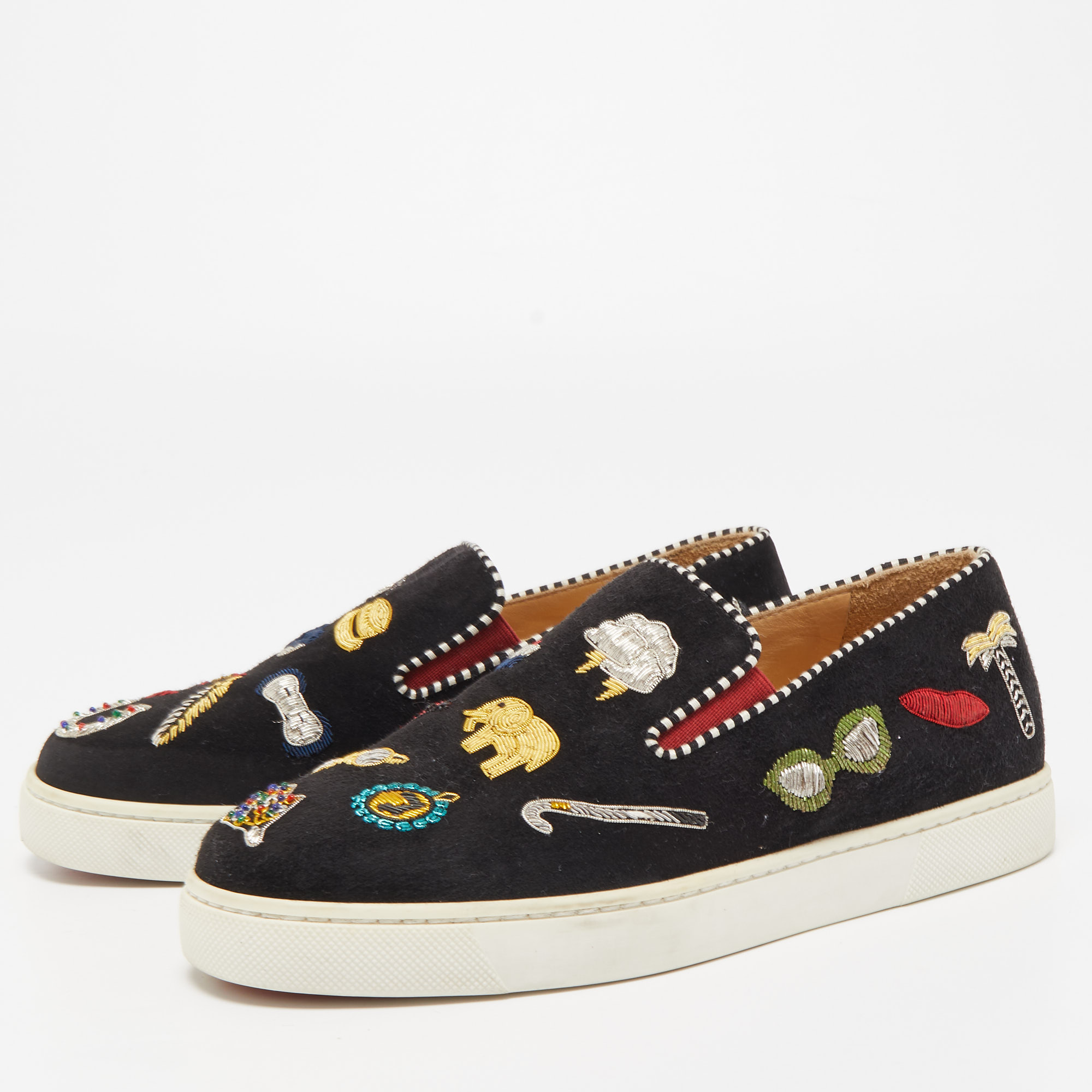 

Christian Louboutin Black Suede Pik N Luck Sneakers Size