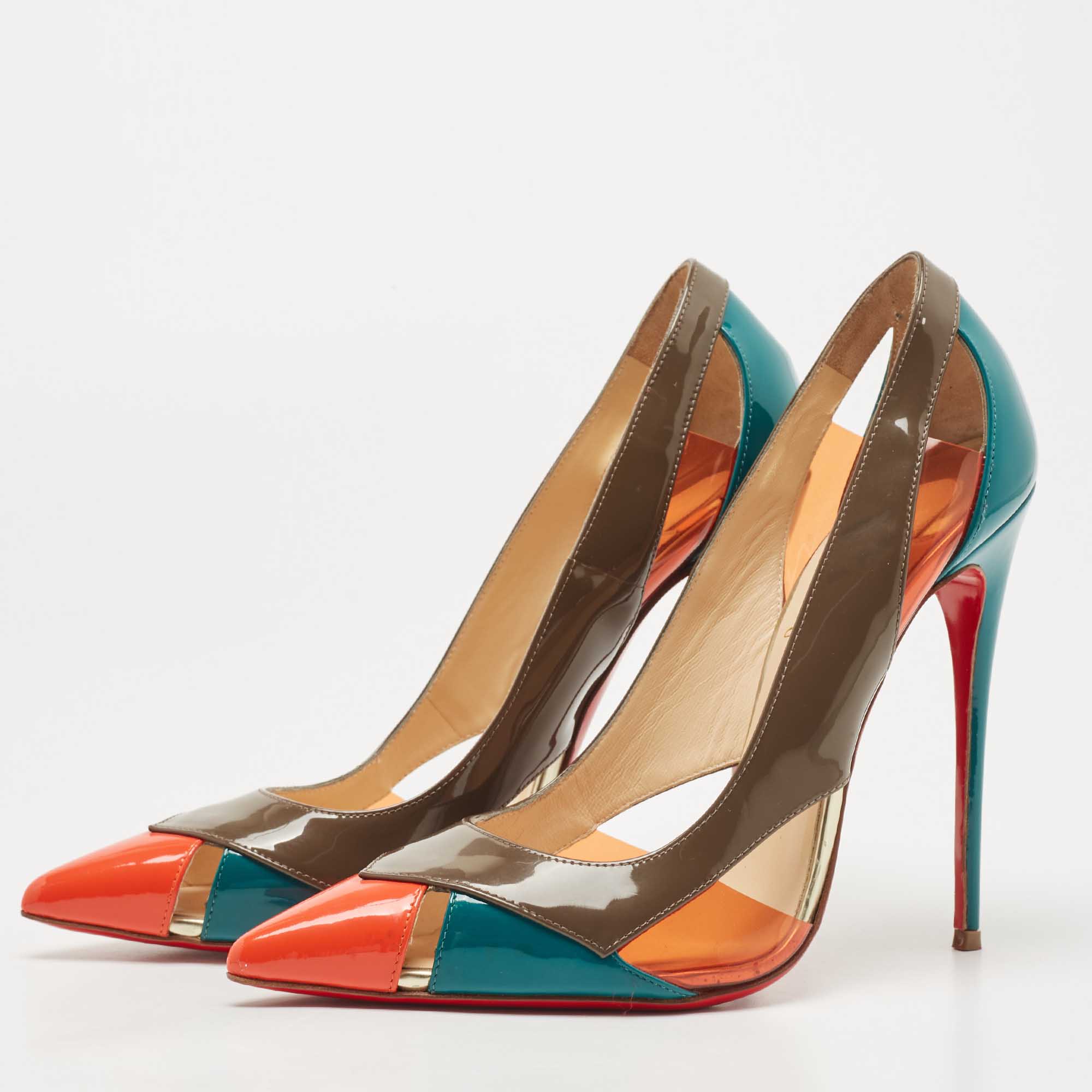 

Christian Louboutin Multicolor PVC and Patent Pointed Toe Pumps Size