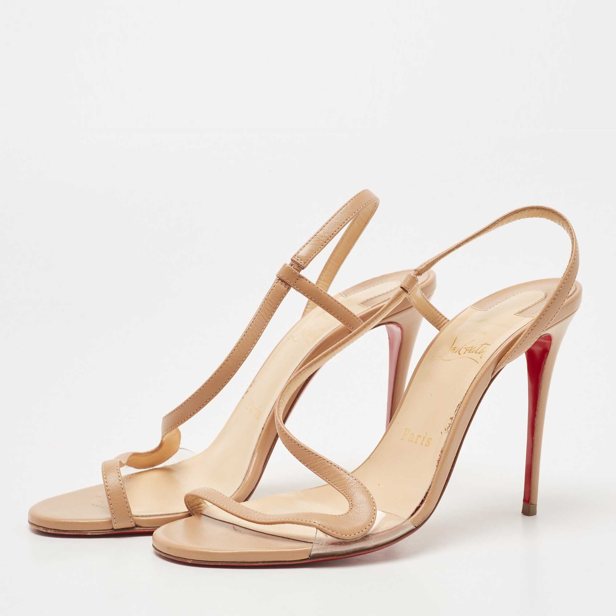 

Christian Louboutin Beige Leather Rosalie Sandals Size