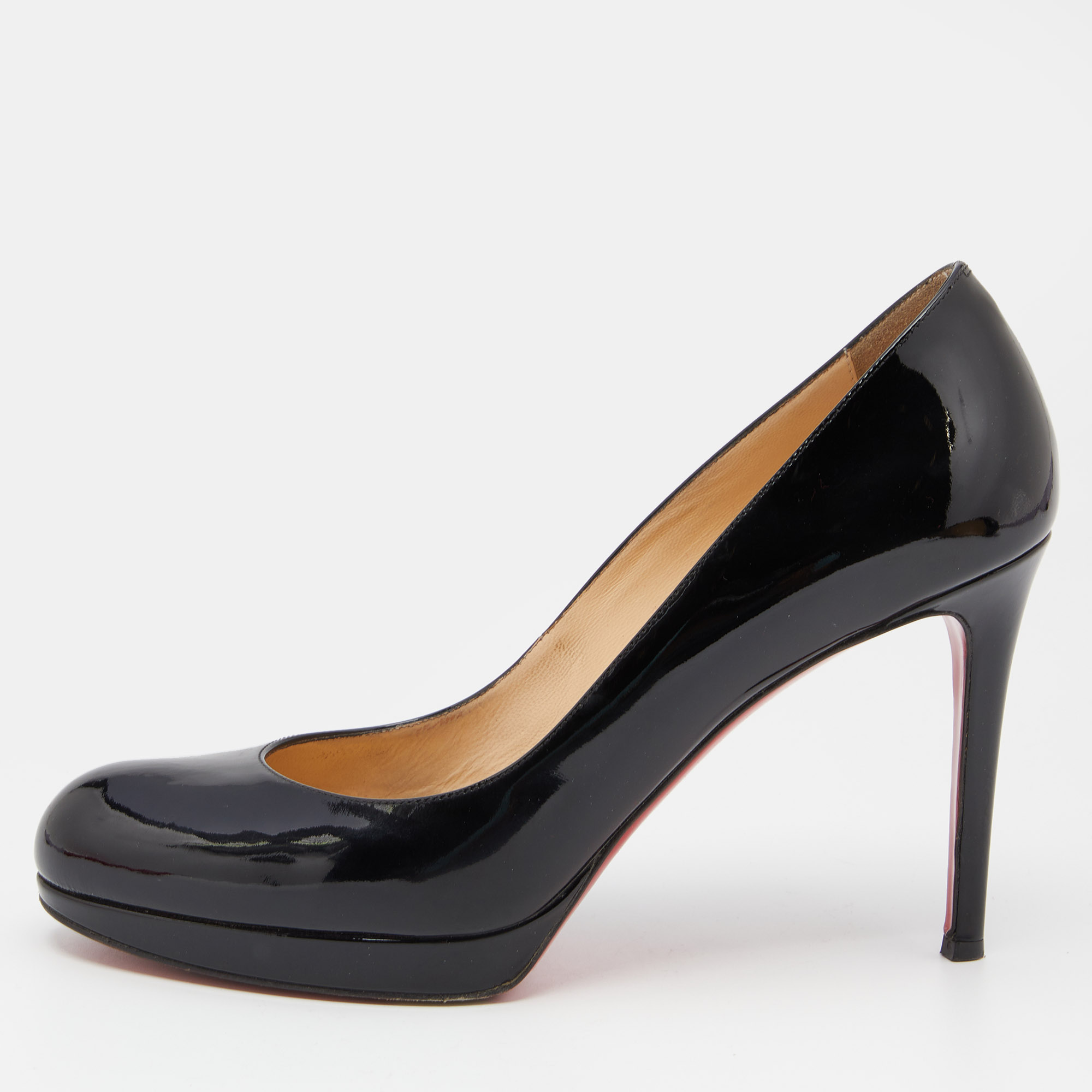 Pre-owned Christian Louboutin Black Patent Leather New Simple Pumps Size 38.5