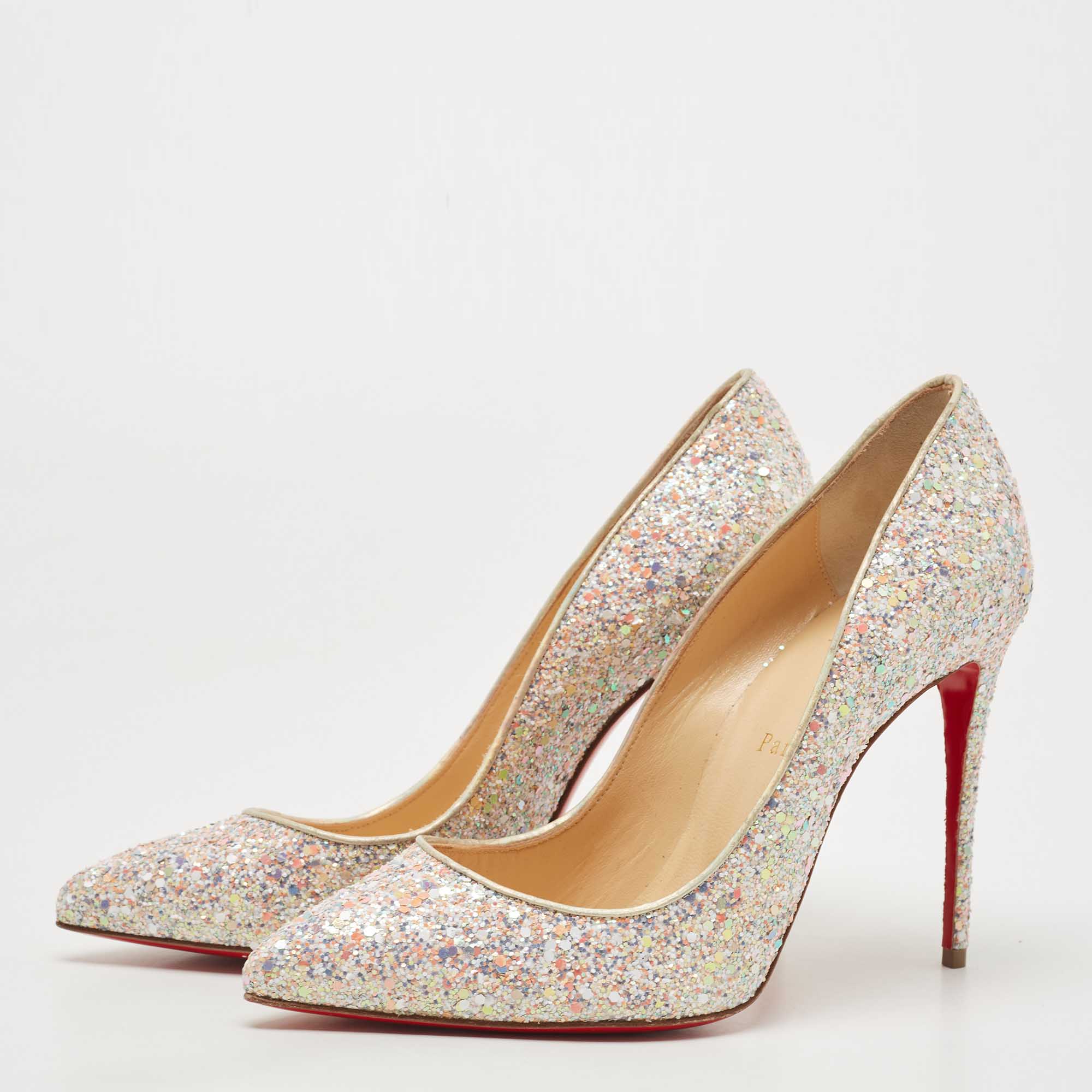 

Chrstian Louboutin Multicolor Glitter Pigalle Follies Pointed Toe Pumps Size
