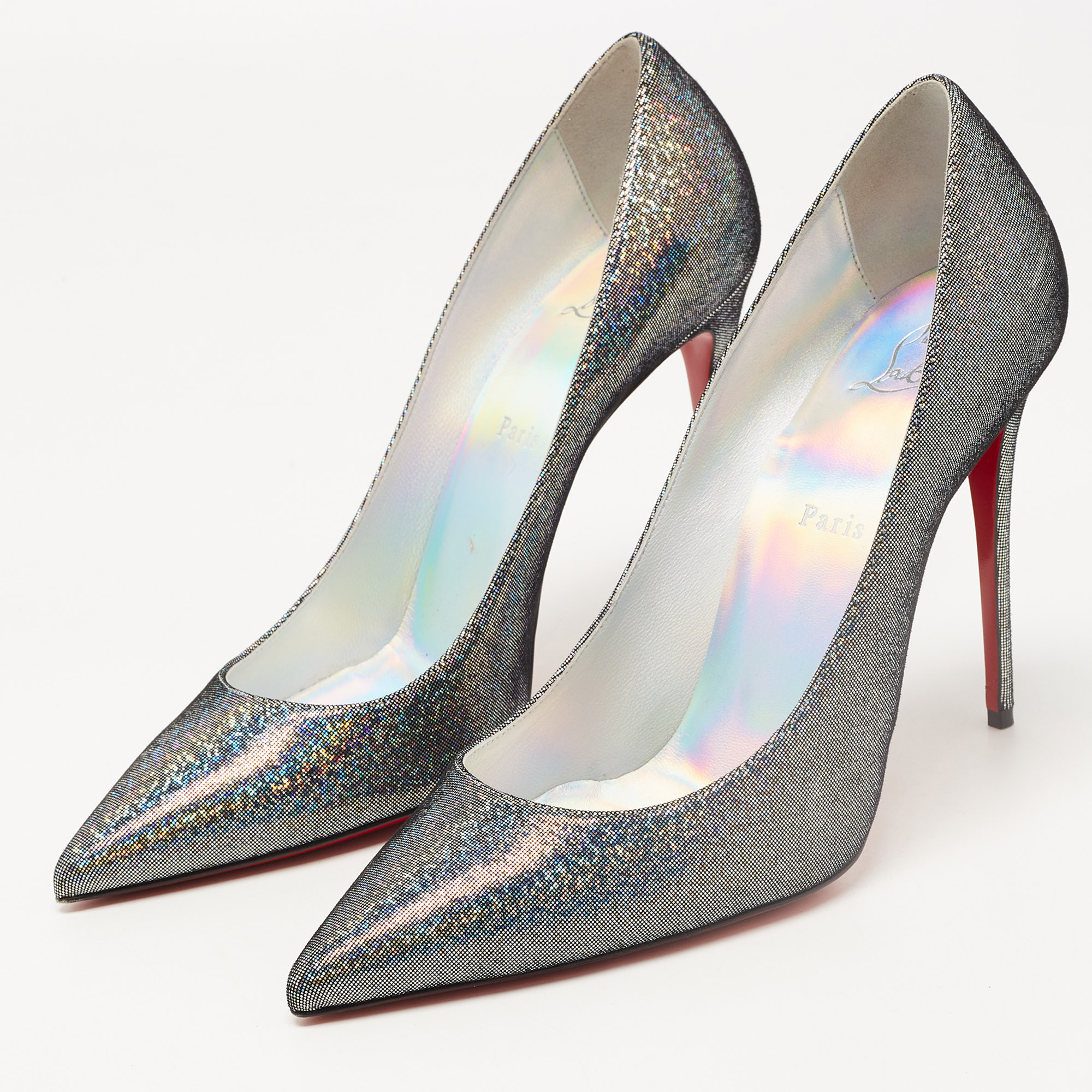

Christian Louboutin Multicolor Iridescent Suede Kate Pumps Size, Cream