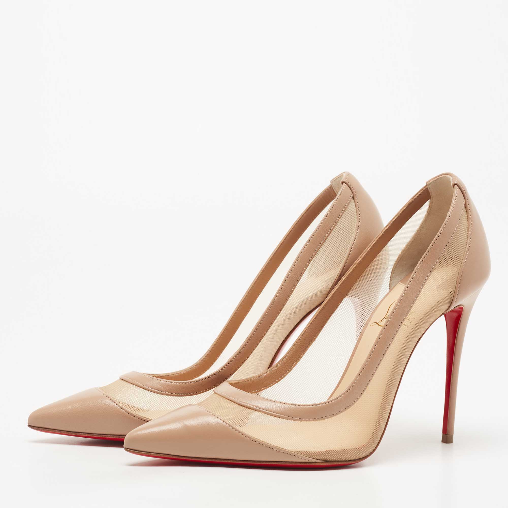 

Christian Louboutin Beige Leather and Mesh Galativi Pointed Toe Pumps Size