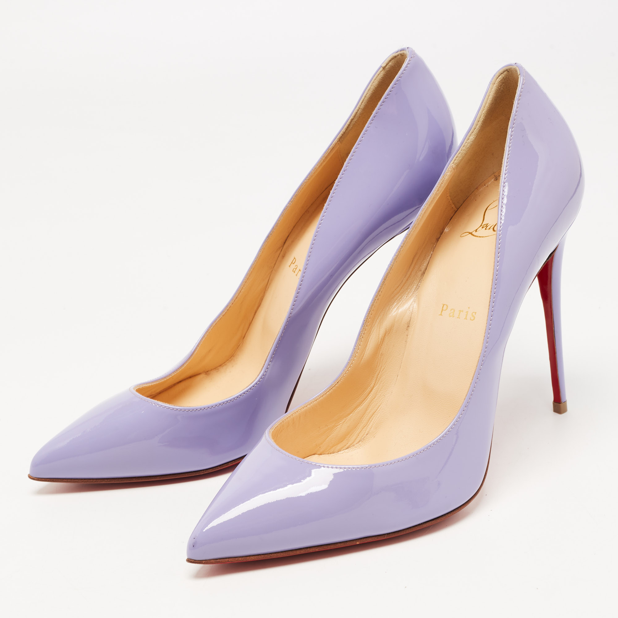 

Christian Louboutin Purple Patent Leather So Kate Pumps Size