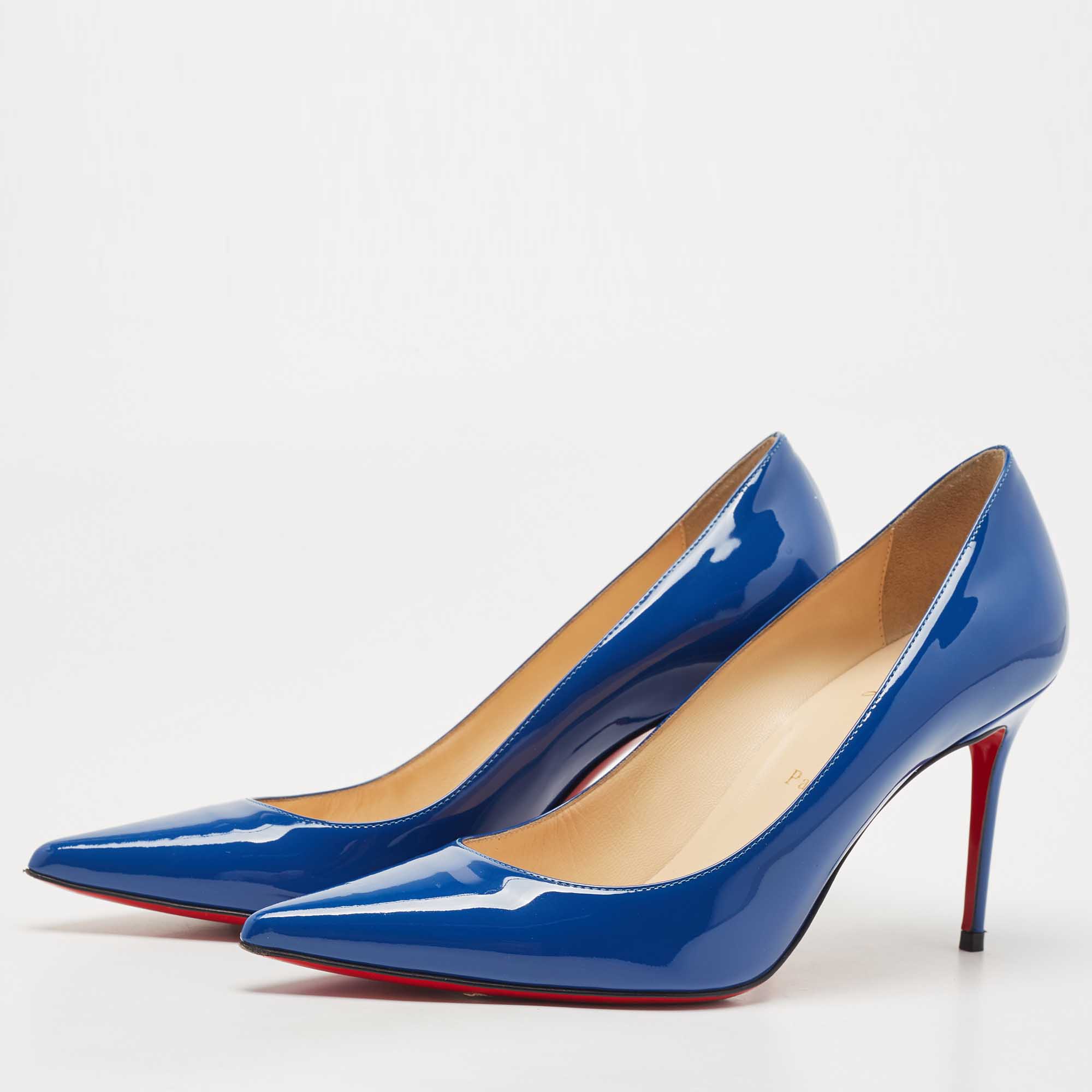 

Christian Louboutin Blue Patent Leather Pigalle Pointed Toe Pumps Size