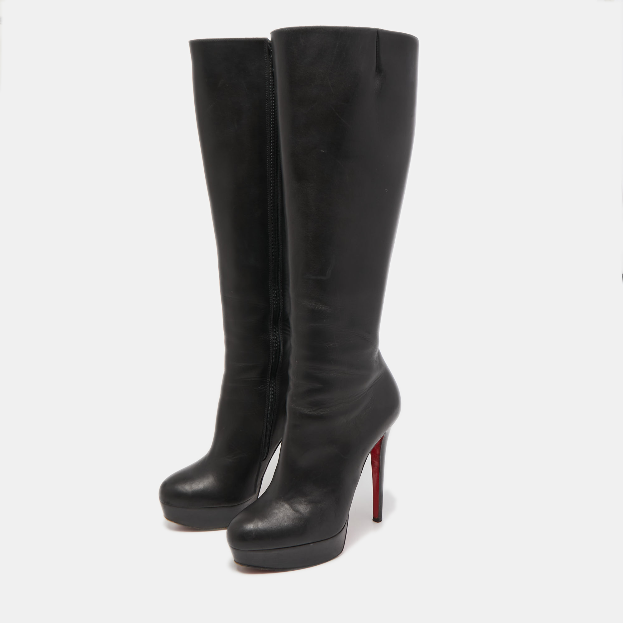 

Christian Louboutin Black Leather Bianca Botta Knee High Boots Size