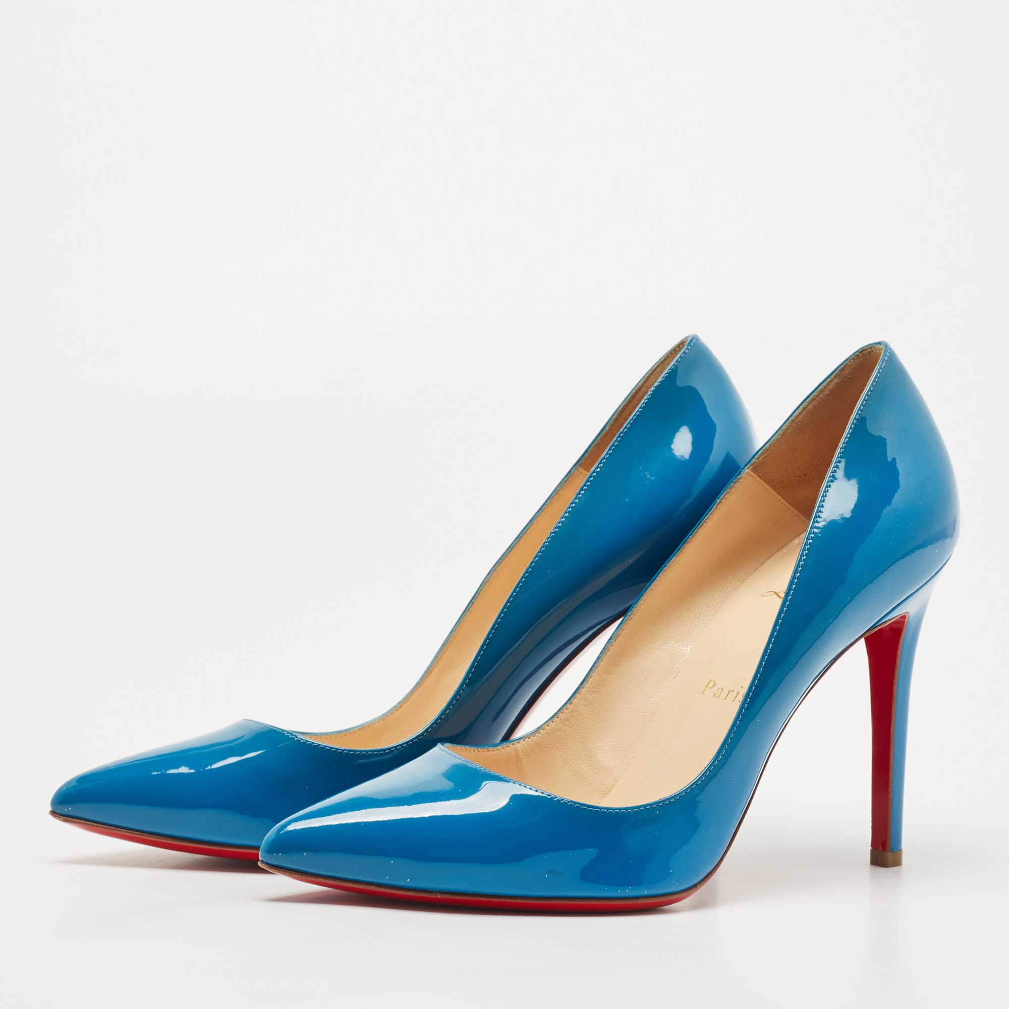 

Christian Louboutin Blue Patent Leather Pigalle Pumps Size