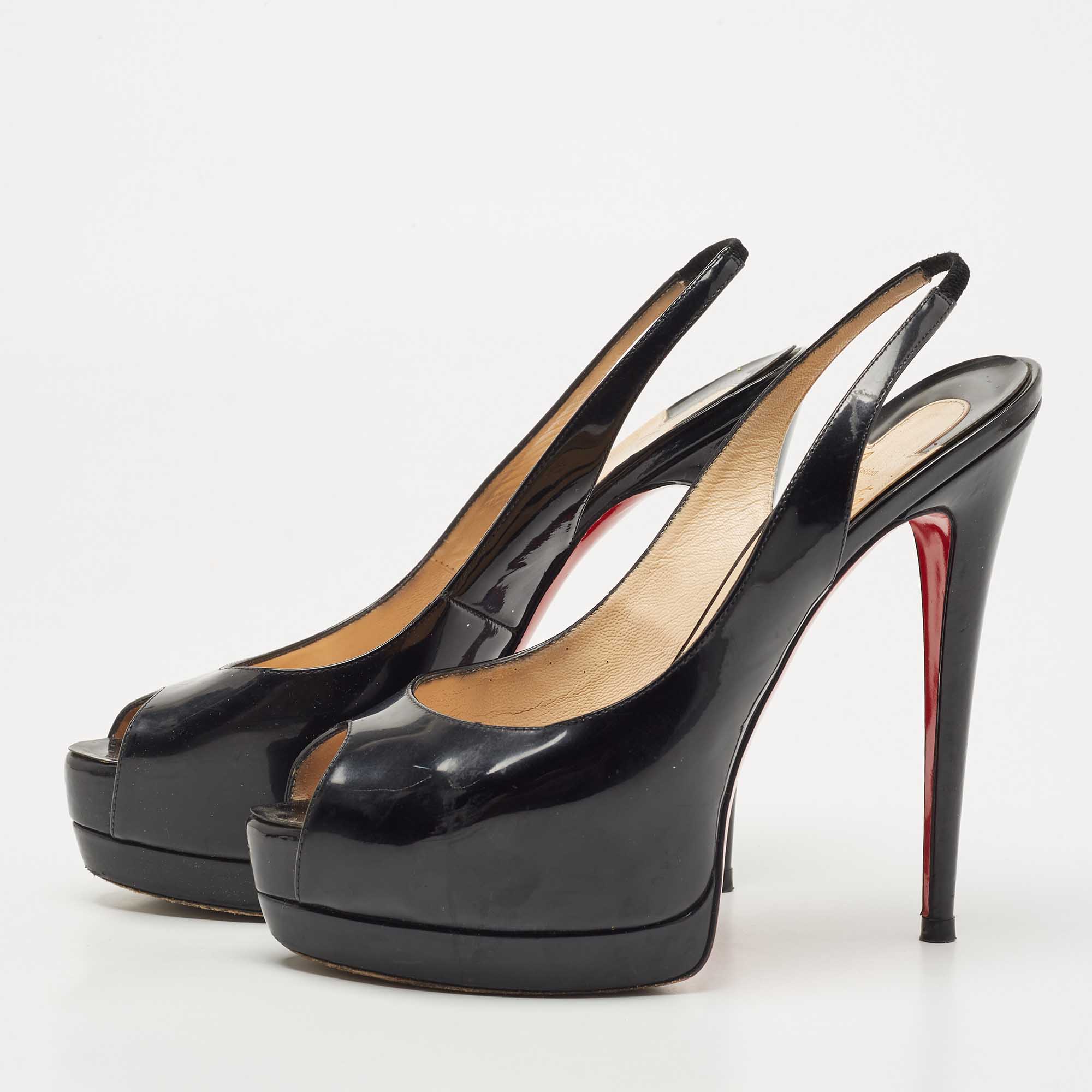 

Christian Louboutin Black Patent Leather Private Number Pumps Size