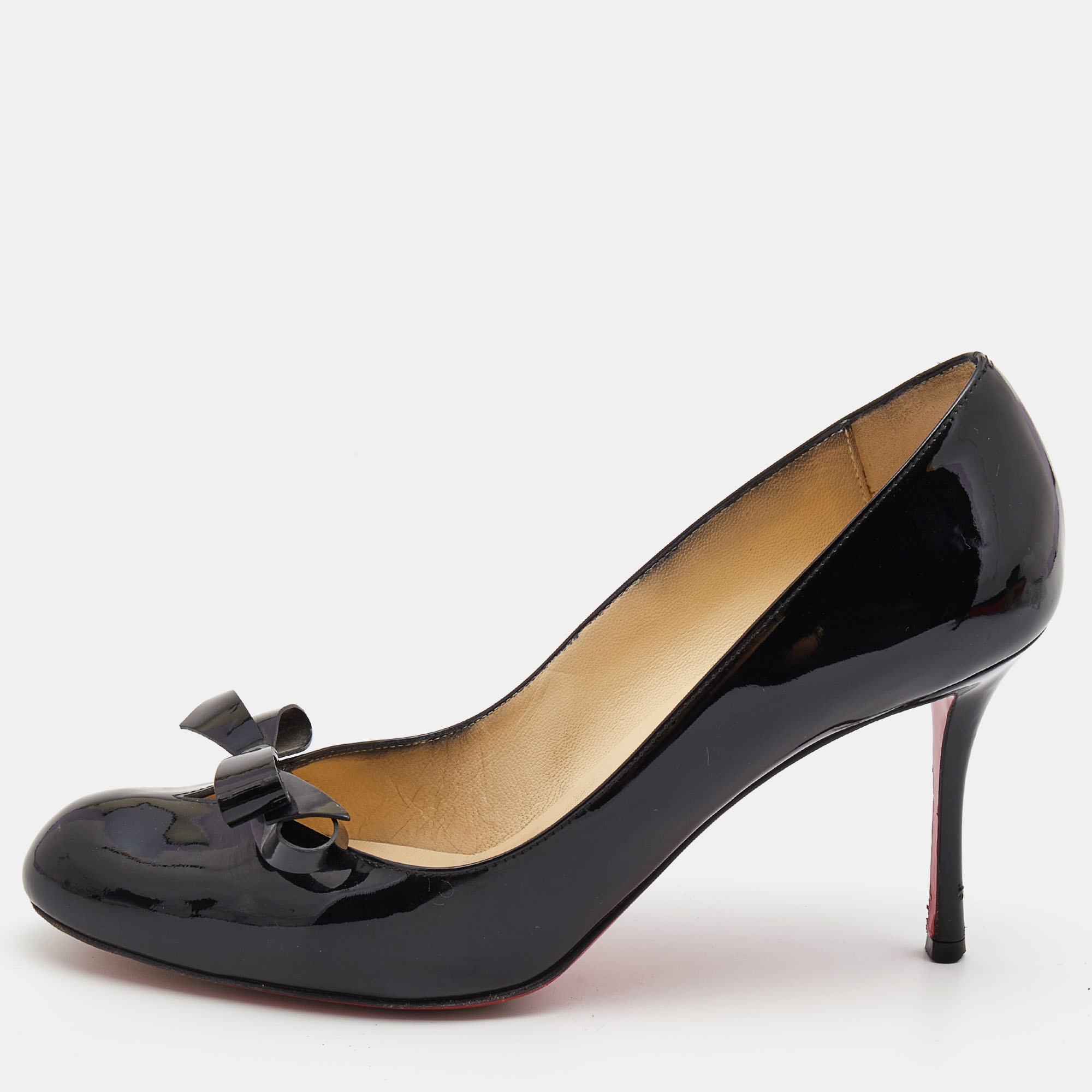 Pre-owned Christian Louboutin Black Patent Leather Vinodo Pumps Size 38.5