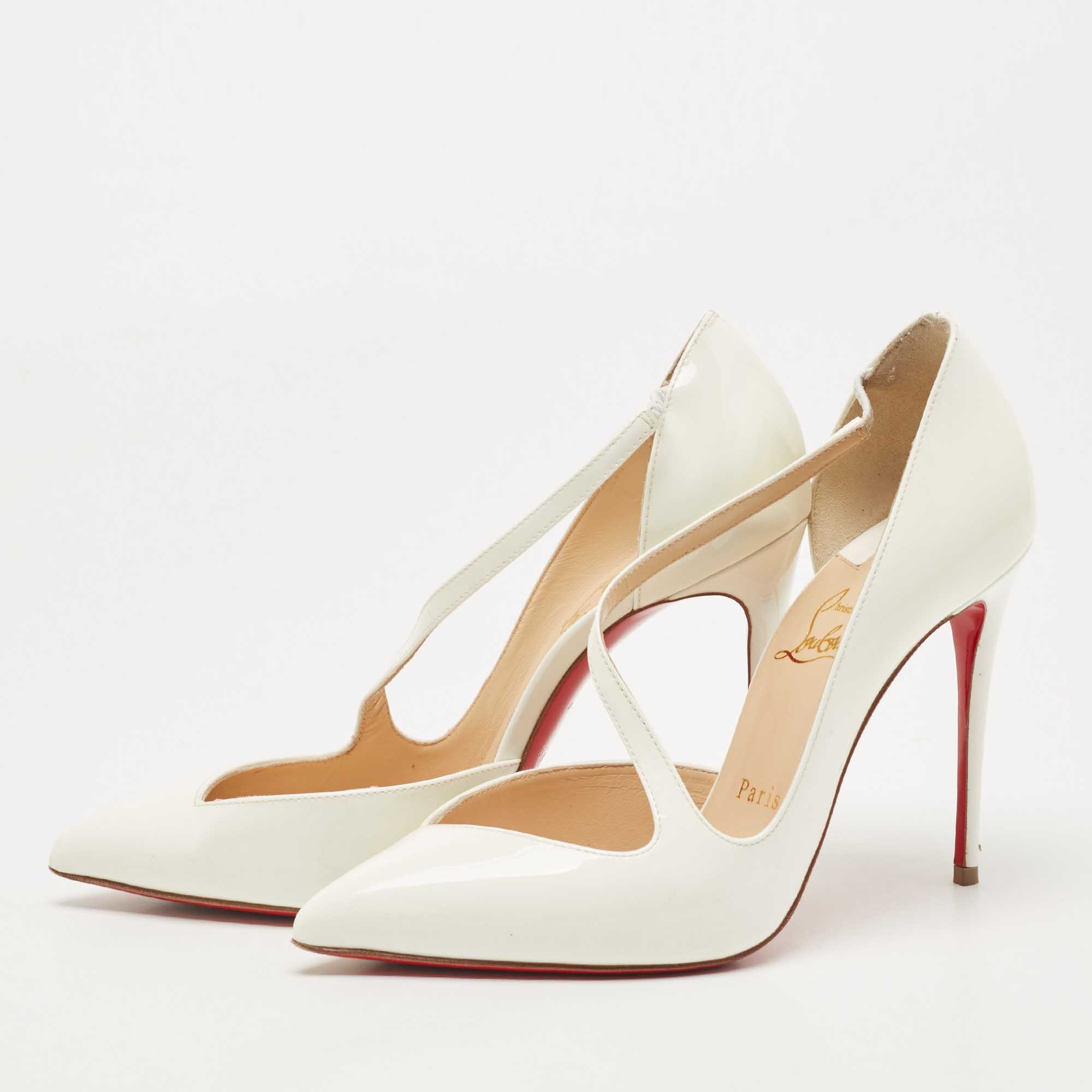 

Christian Louboutin White Patent Jumping D-orsay Pumps Size