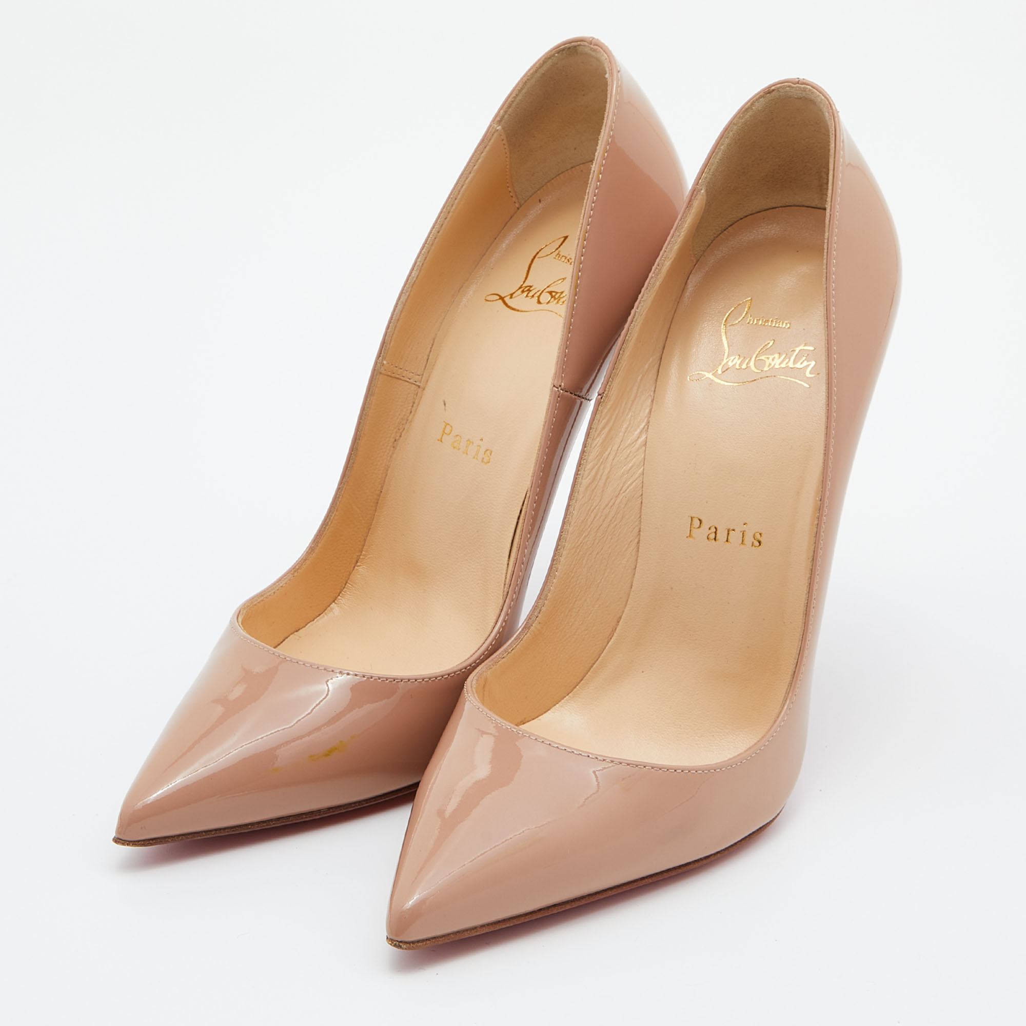 

Christian Louboutin Beige Patent Leather So Kate Pumps Size