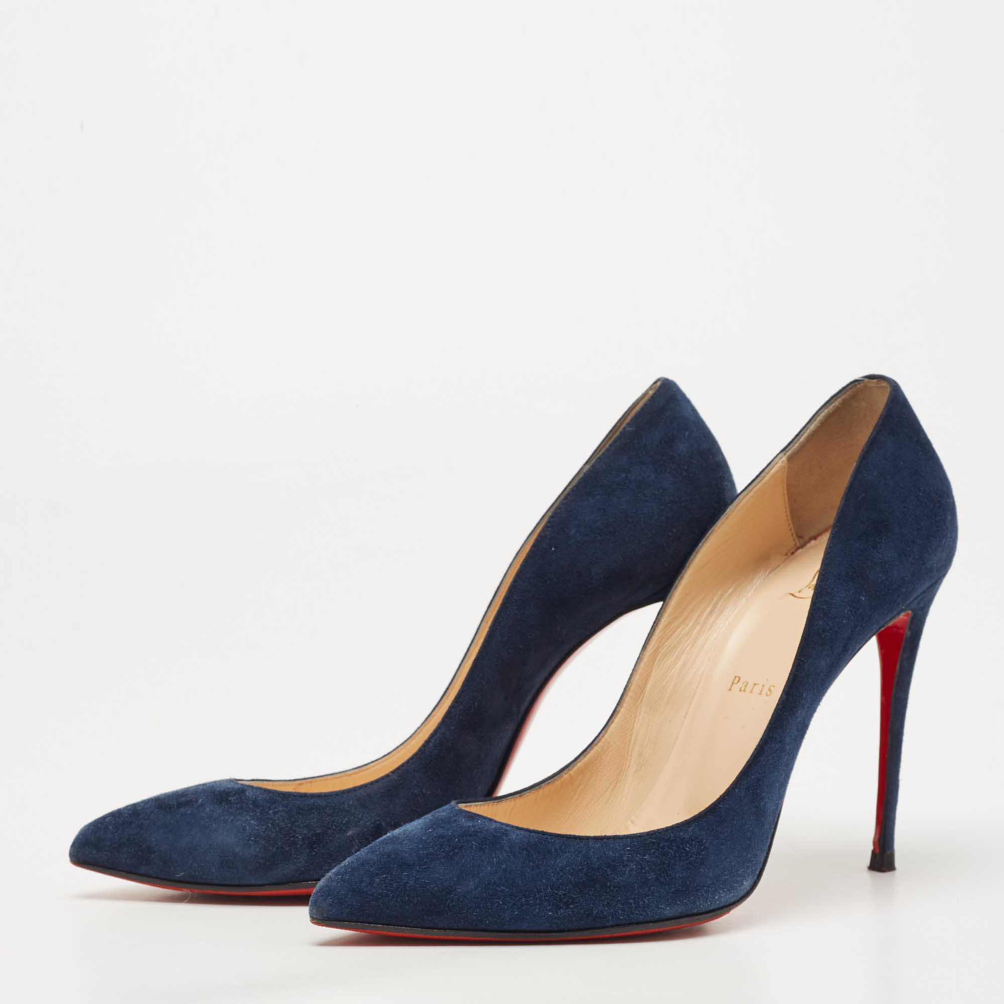 

Christian Louboutin Blue Suede Pigalle Follies Pointed Toe Pumps Size