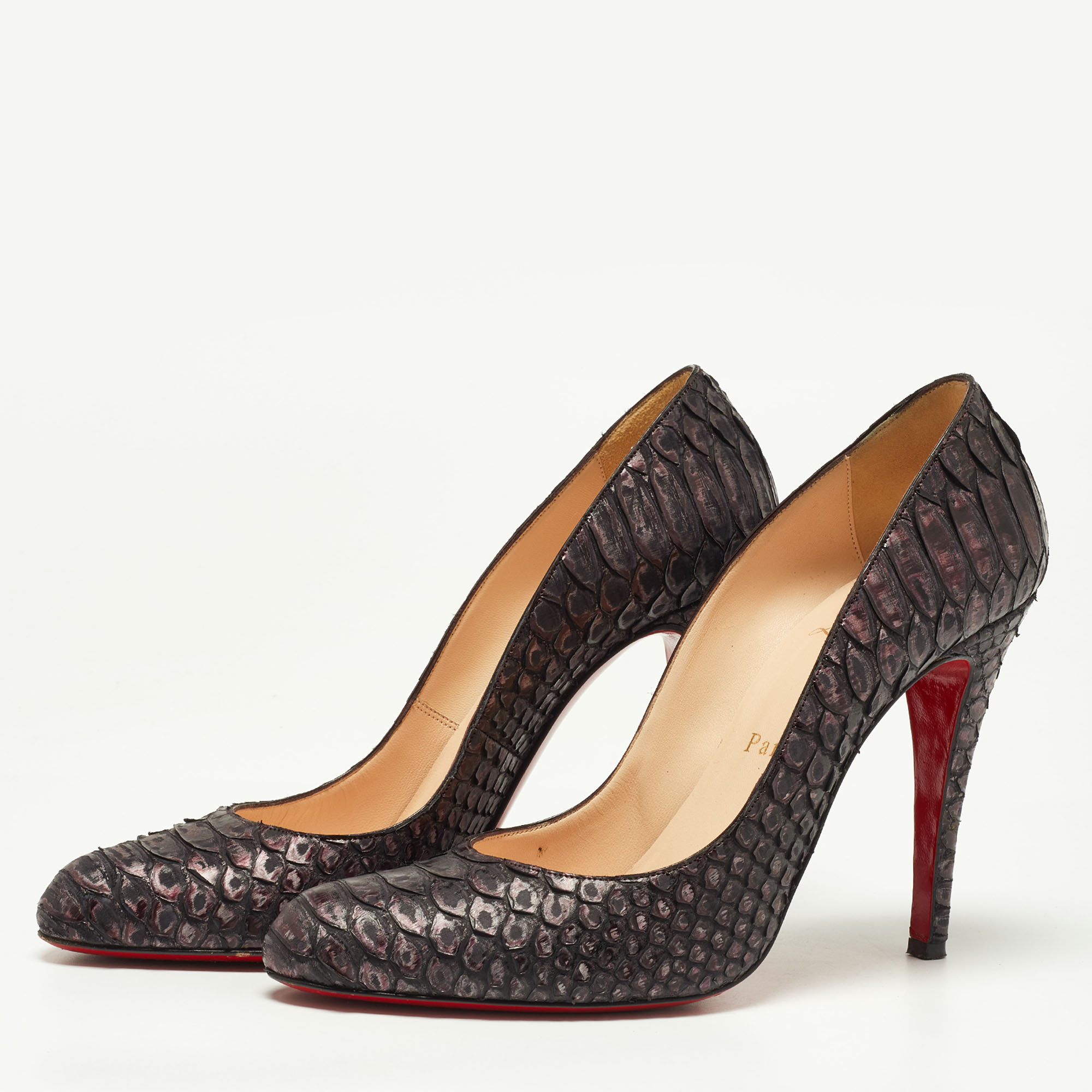 

Christian Louboutin Purple/Black Python Leather Simple Pumps Size