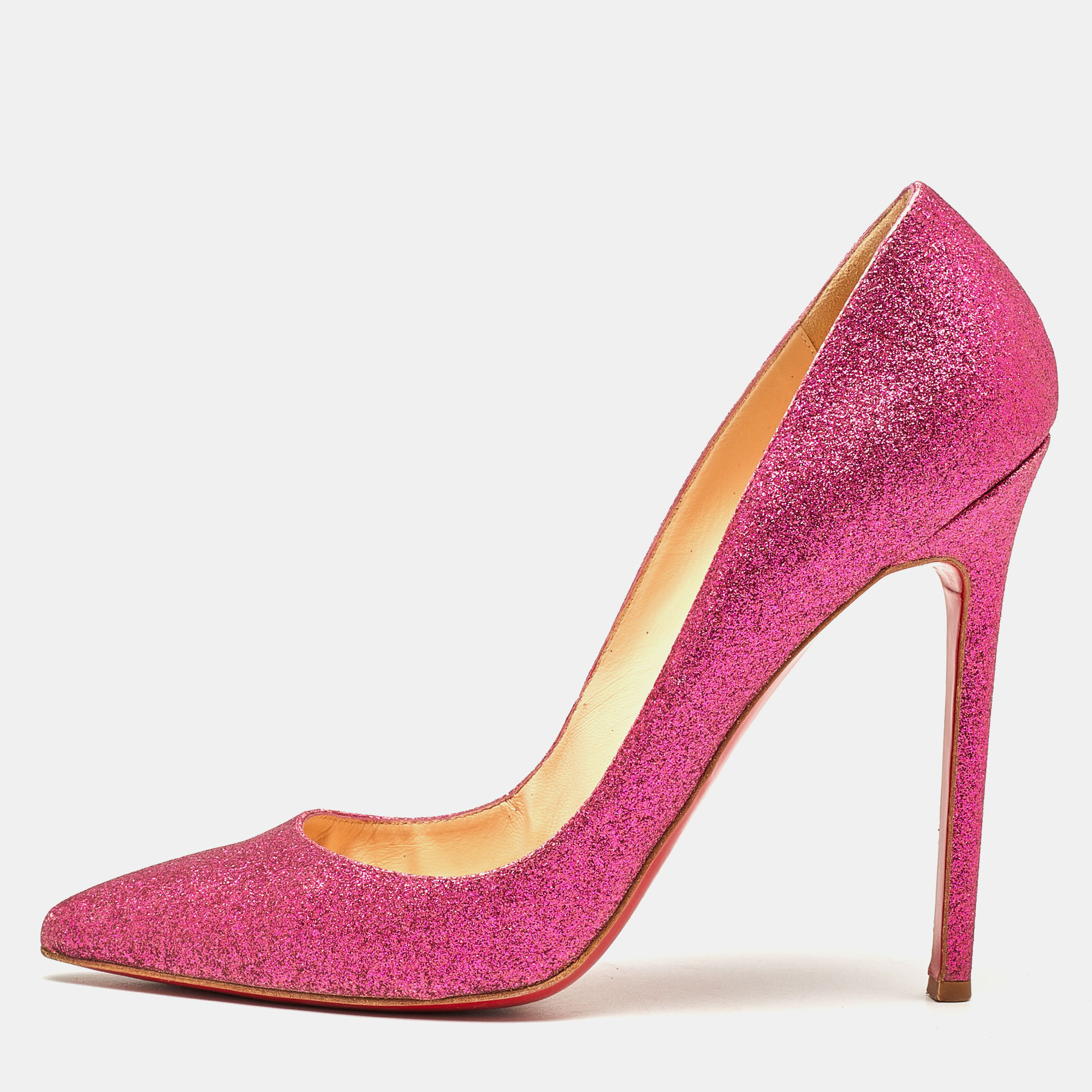 Pre-owned Christian Louboutin Pink Glitter Pigalle Pumps Size 39.5