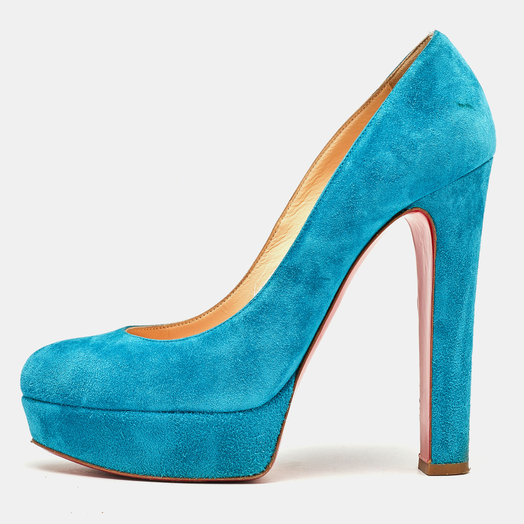 Pre-owned Christian Louboutin Blue Suede Bibi Pumps Size 39.5