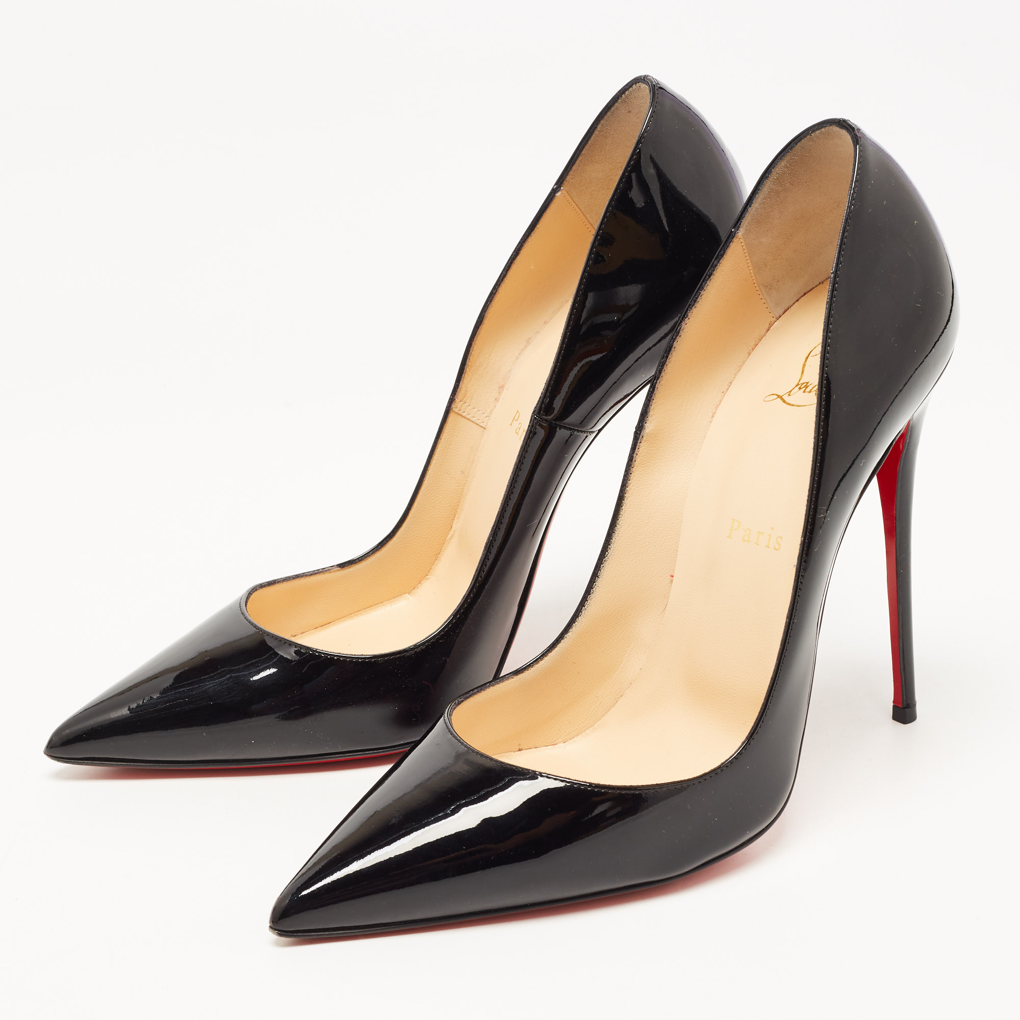 

Christian Louboutin Black Patent Leather So Kate Pointed Toe Pumps Size