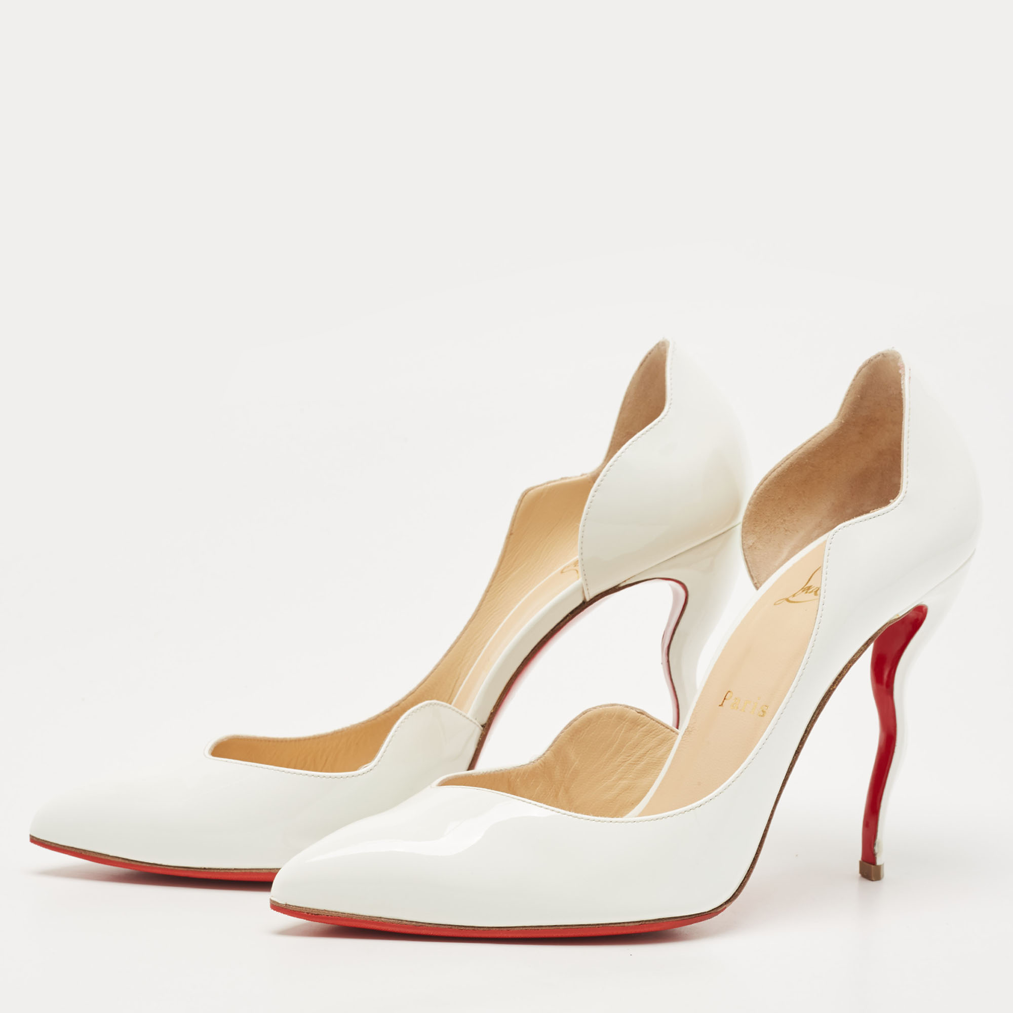 

Christian Louboutin White Patent Leather Dalida Pumps Size