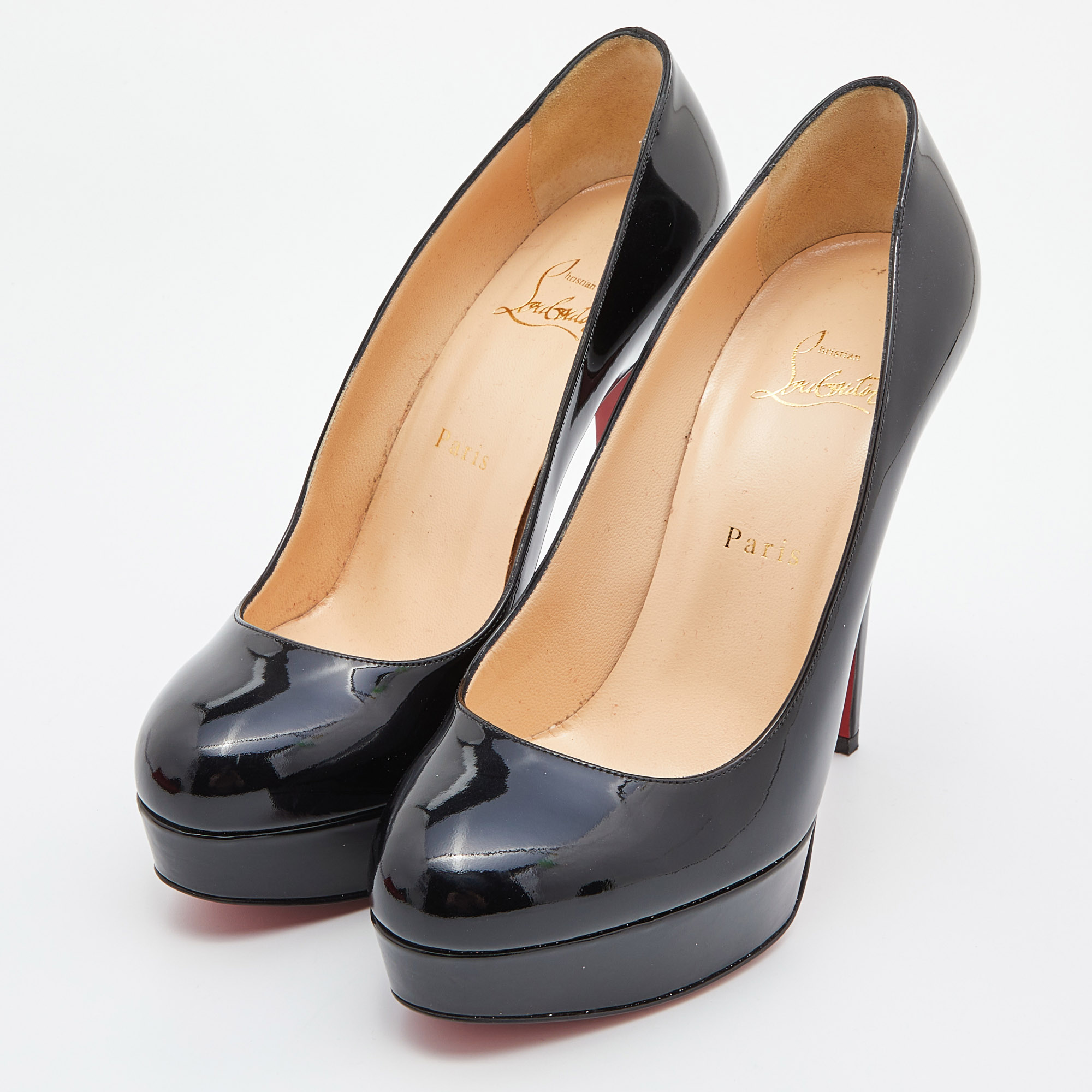 

Christian Louboutin Black Patent Leather Bianca Platform Pumps Size