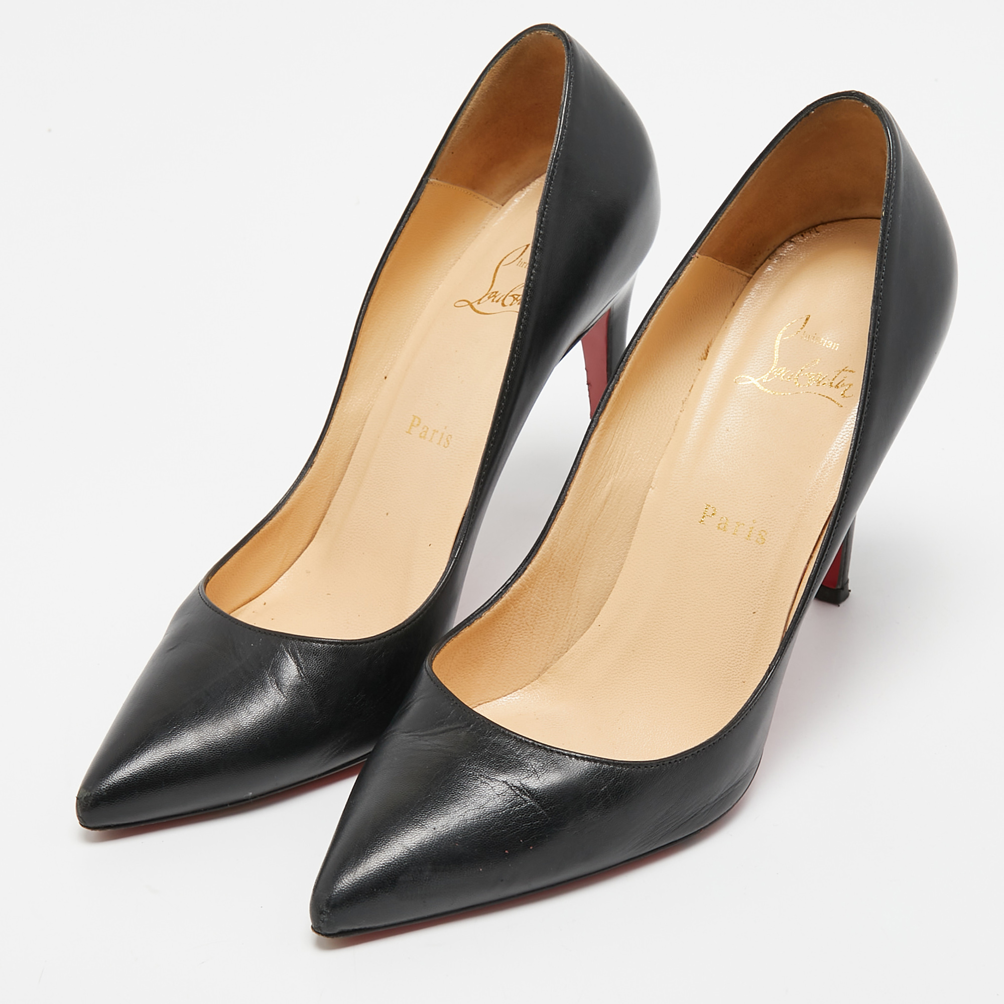 

Christian Louboutin Black Leather Pigalle Pointed Toe Pumps Size