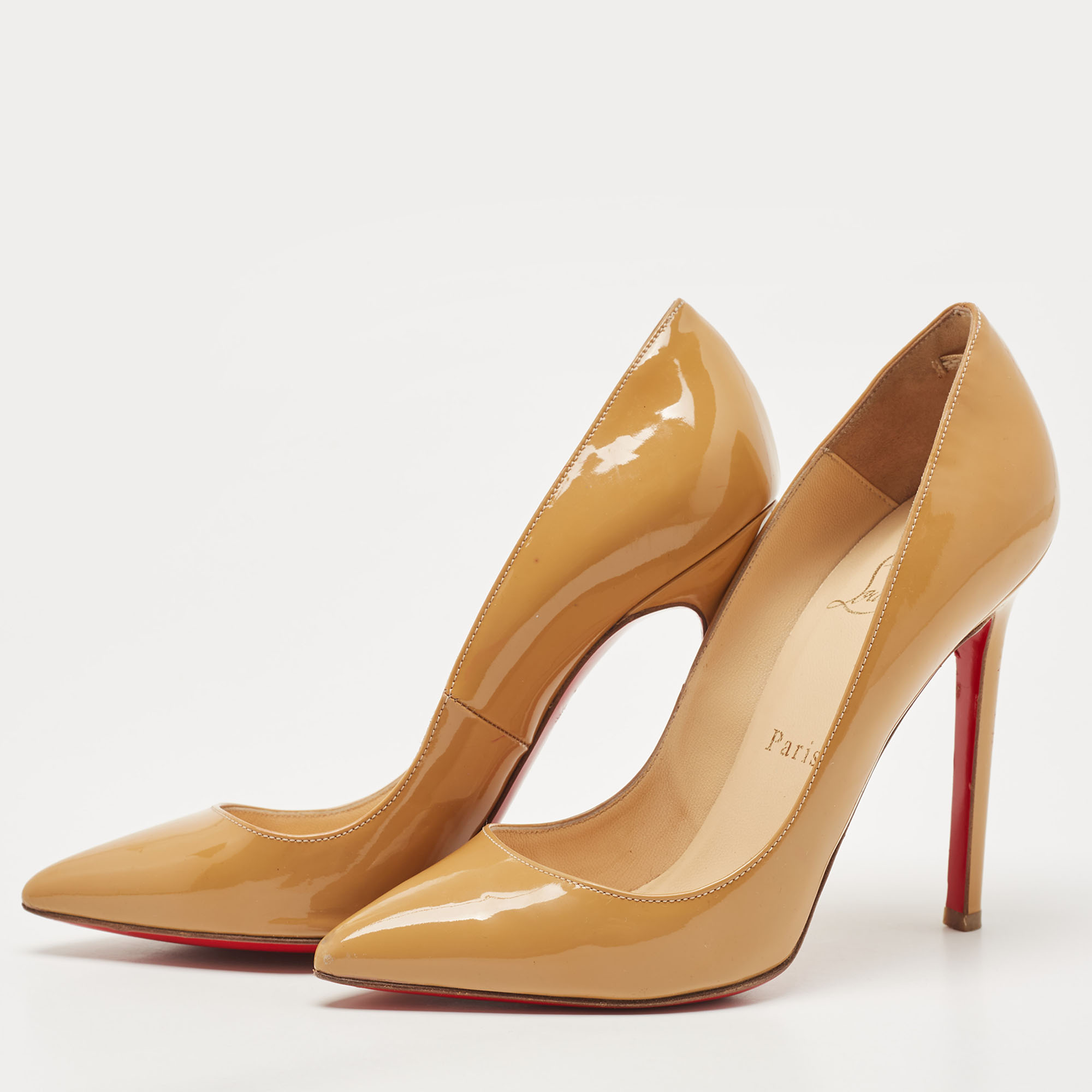 

Christian Louboutin Beige Patent So Kate Pumps Size