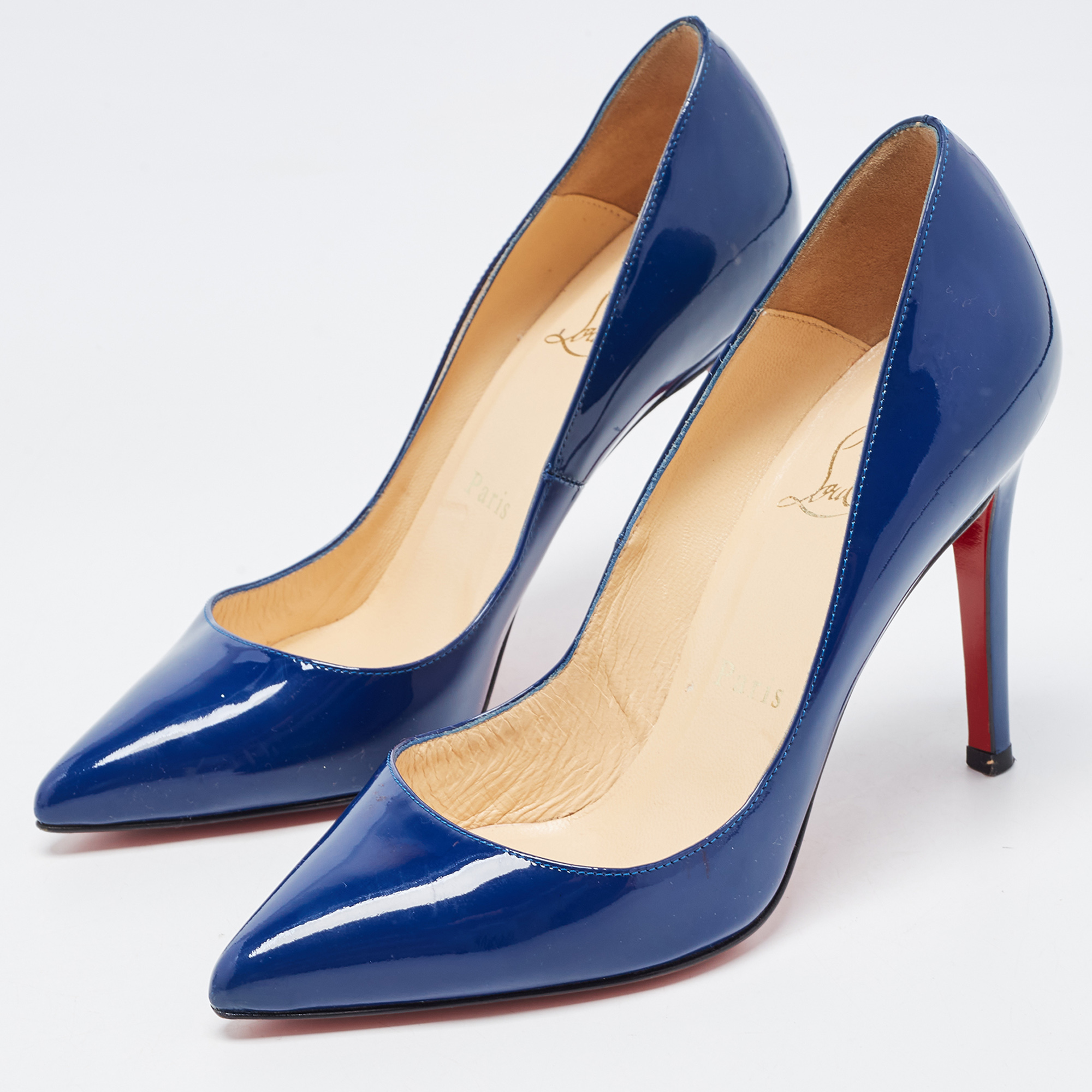 

Christian Louboutin Blue Patent Leather Pigalle Pumps Size