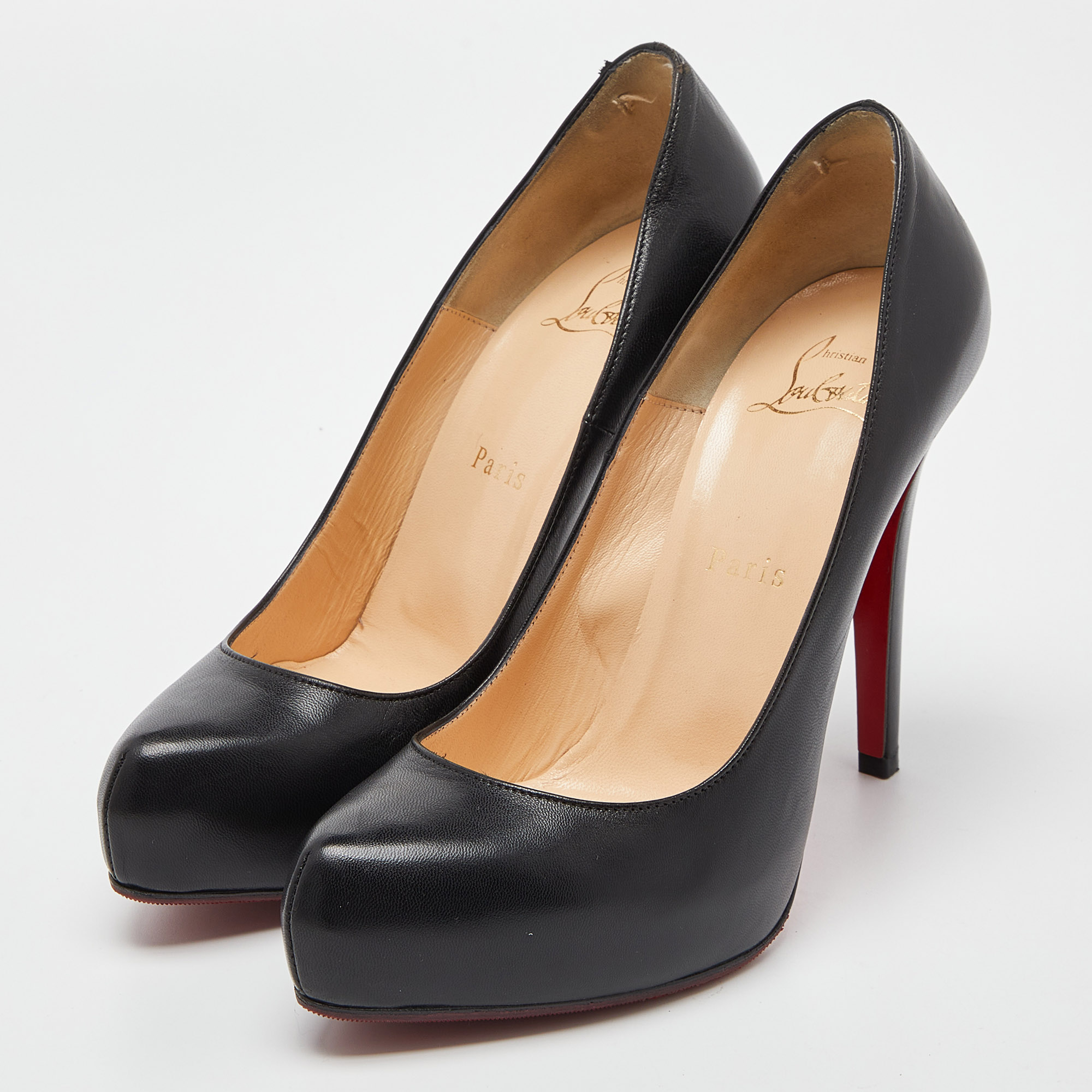 

Christian Louboutin Black Leather Rolando Platfom Pumps Size