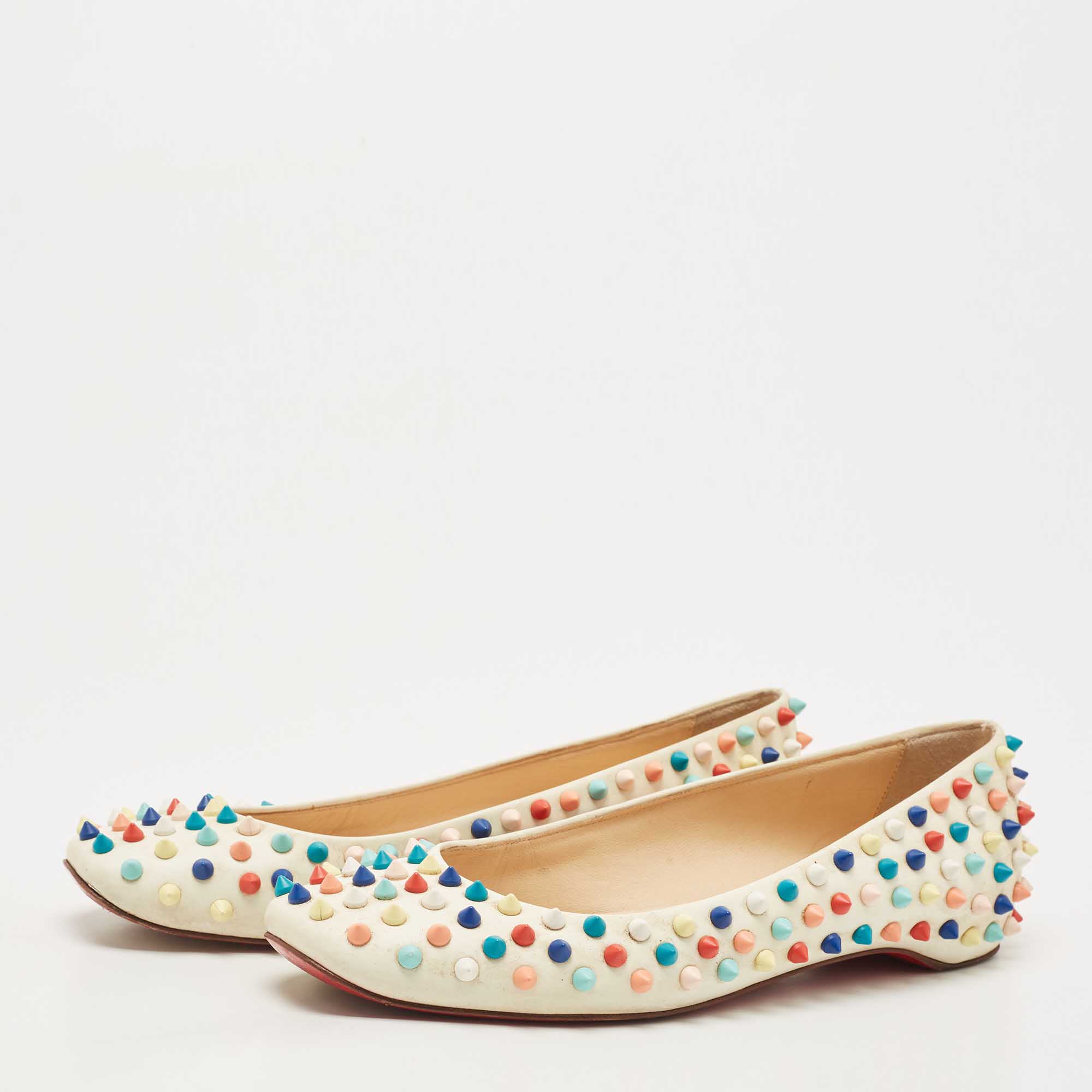 

Christian Louboutin Multciolur Leather Gozul Spike Ballet Flats Size, Multicolor