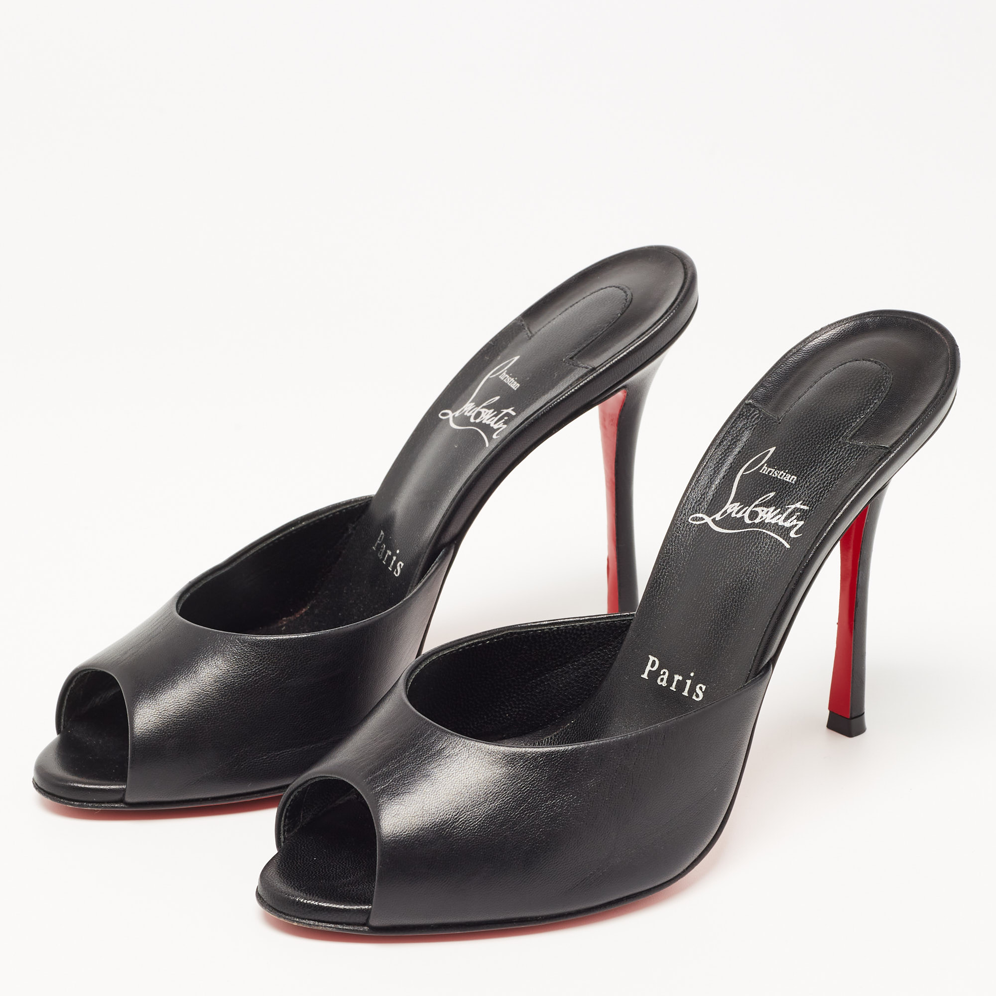 

Christian Louboutin Black Leather Me Dolly Slides Size