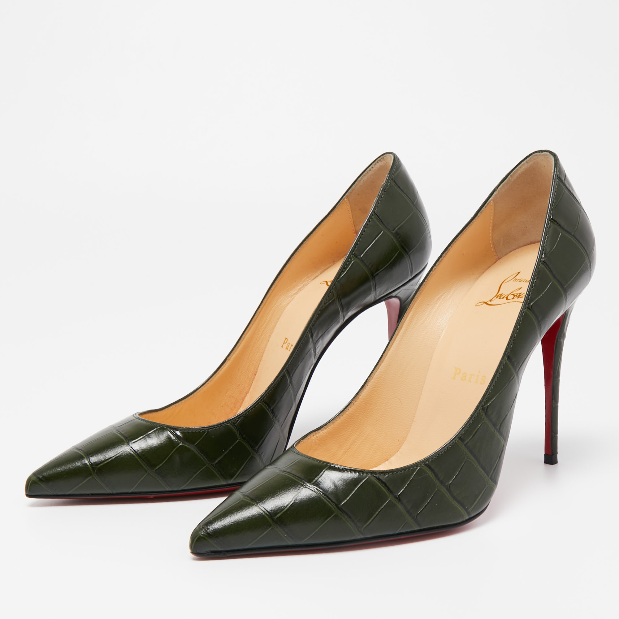 

Christian Louboutin Green Alligator Leather Kate Pumps Size