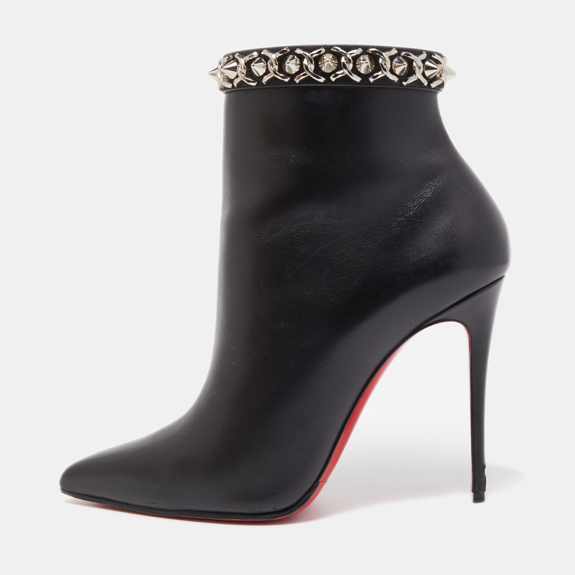 CHRISTIAN LOUBOUTIN WOMENS BLACK SIZE 39 Size 8 US BOURGE BOOTS LEATHER  Preowned