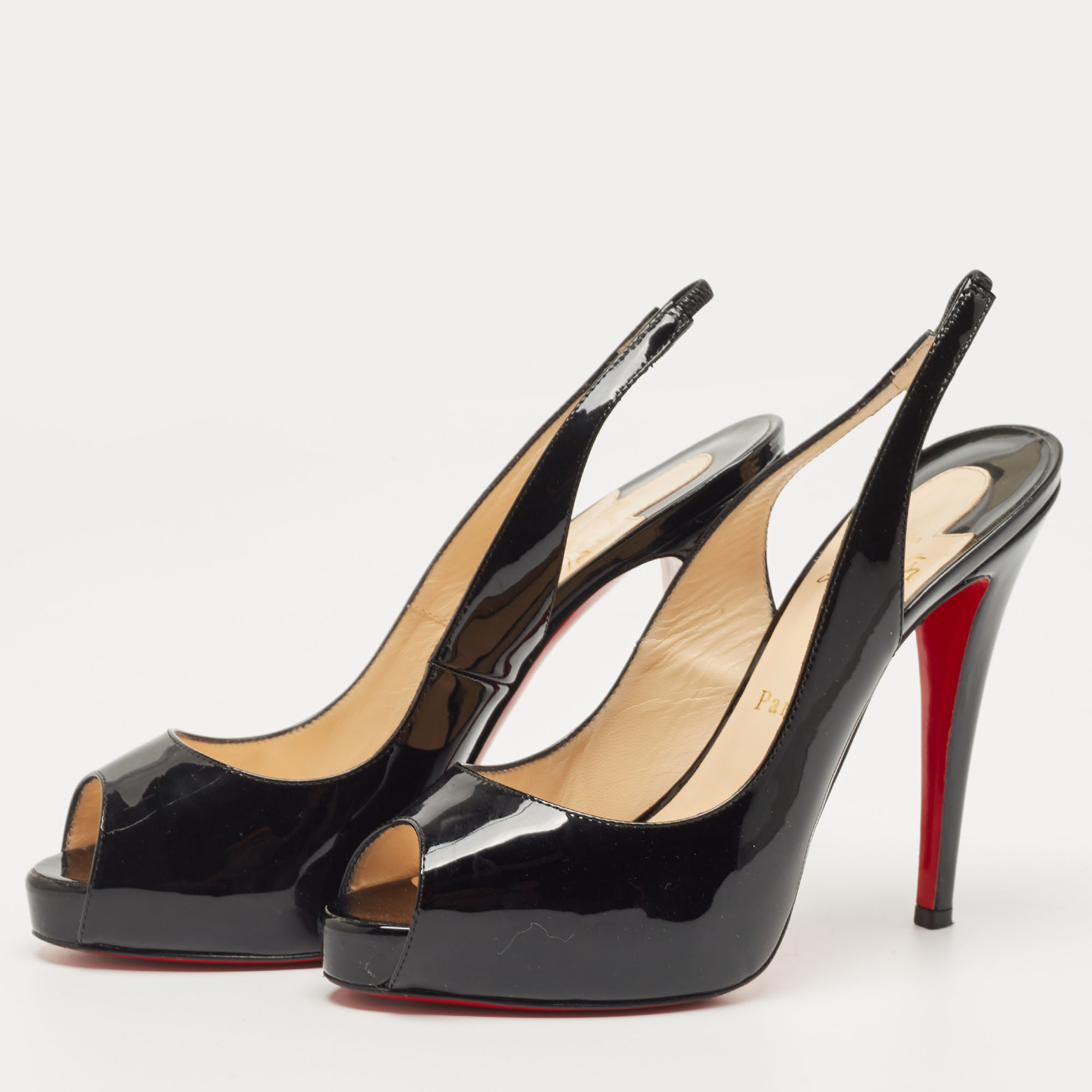 

Christian Louboutin Black Patent Private Number Pumps Size