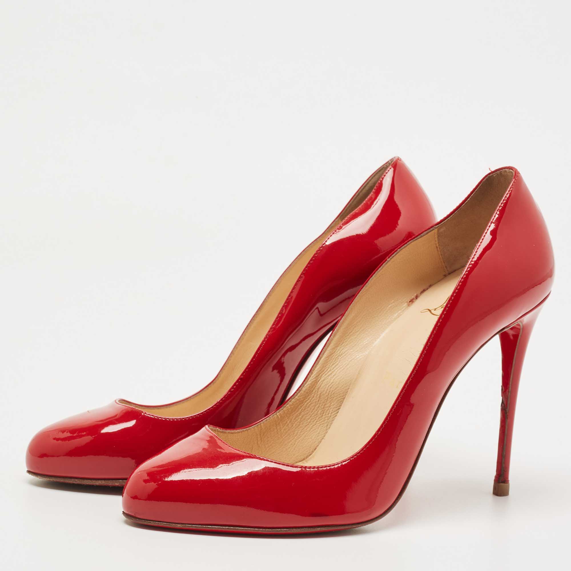 

Christian Louboutin Red Patent Simple Pumps Size
