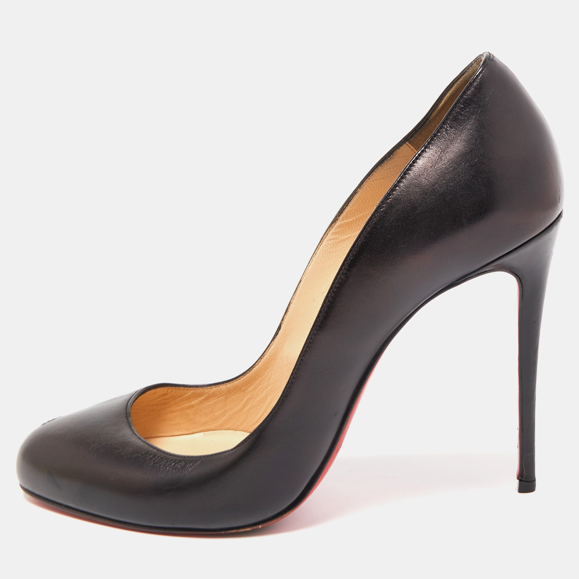 Pre-owned Christian Louboutin Black Leather Fifi Pumps Size 38
