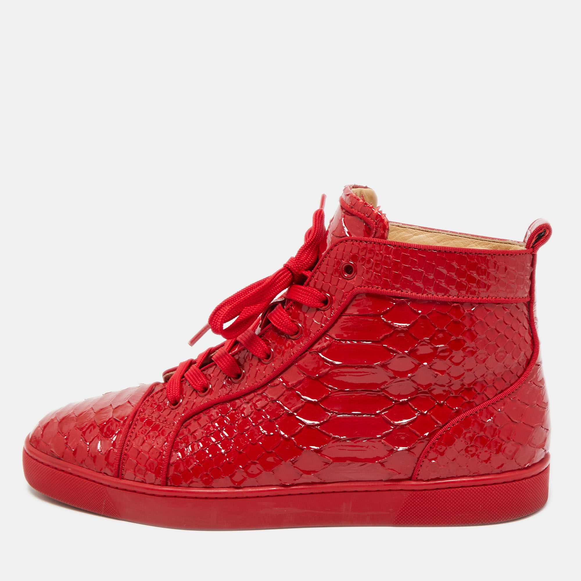 Louis Orlato High Top Sneakers in Red - Christian Louboutin