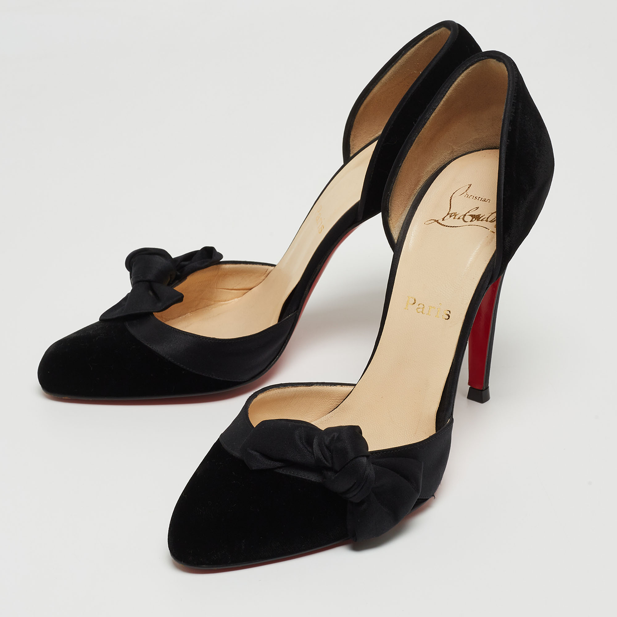 

Christian Louboutin Black Velvet Bow D'orsay Pumps Size