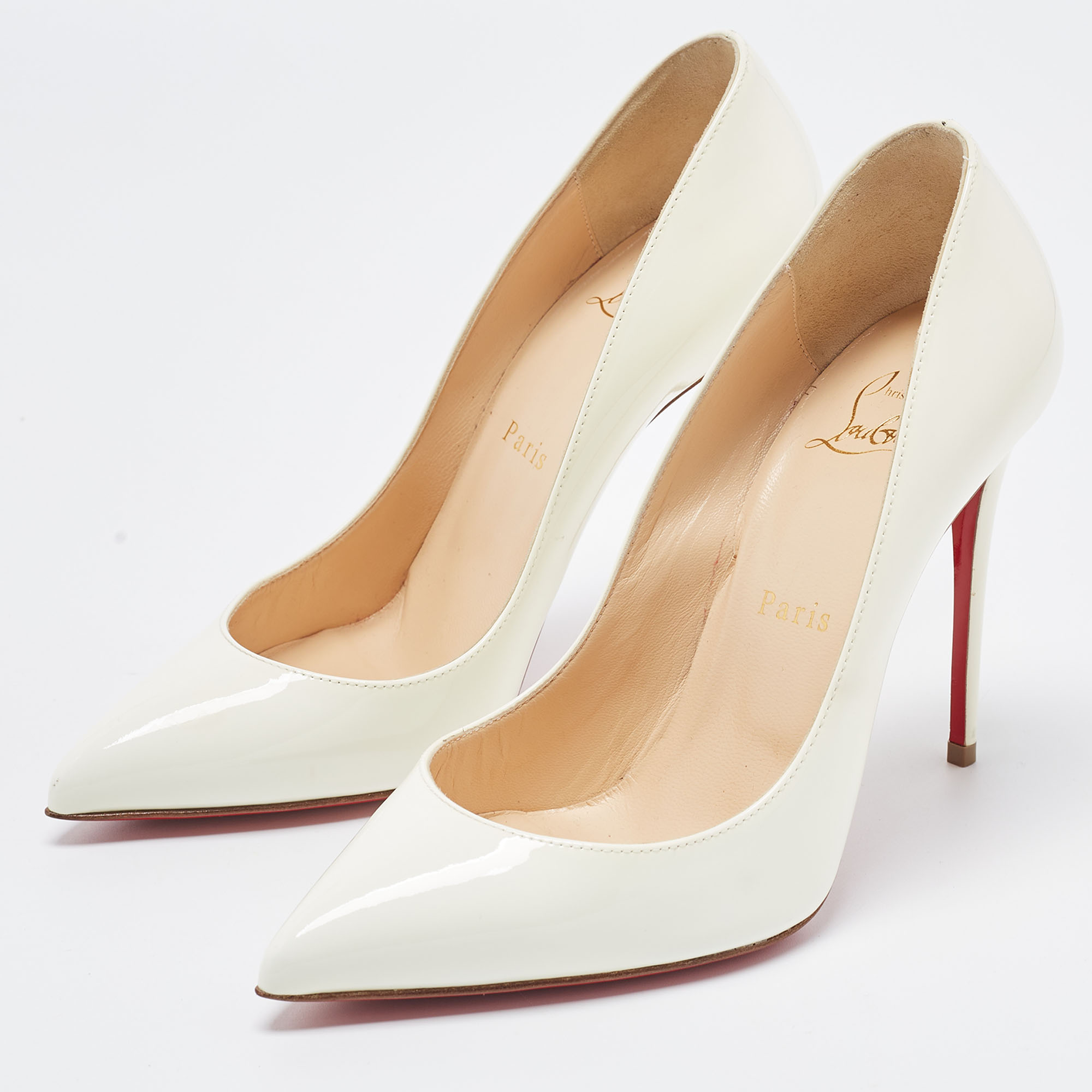 

Christian Louboutin White Patent Leather So Kate Pointed Toe Pumps Size