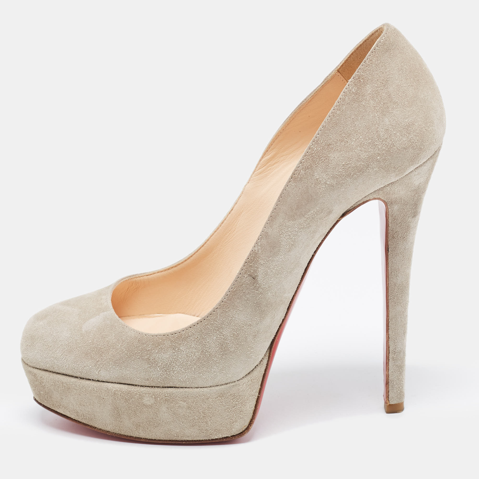Pre-owned Christian Louboutin Grey Suede Bianca Pumps Size 36