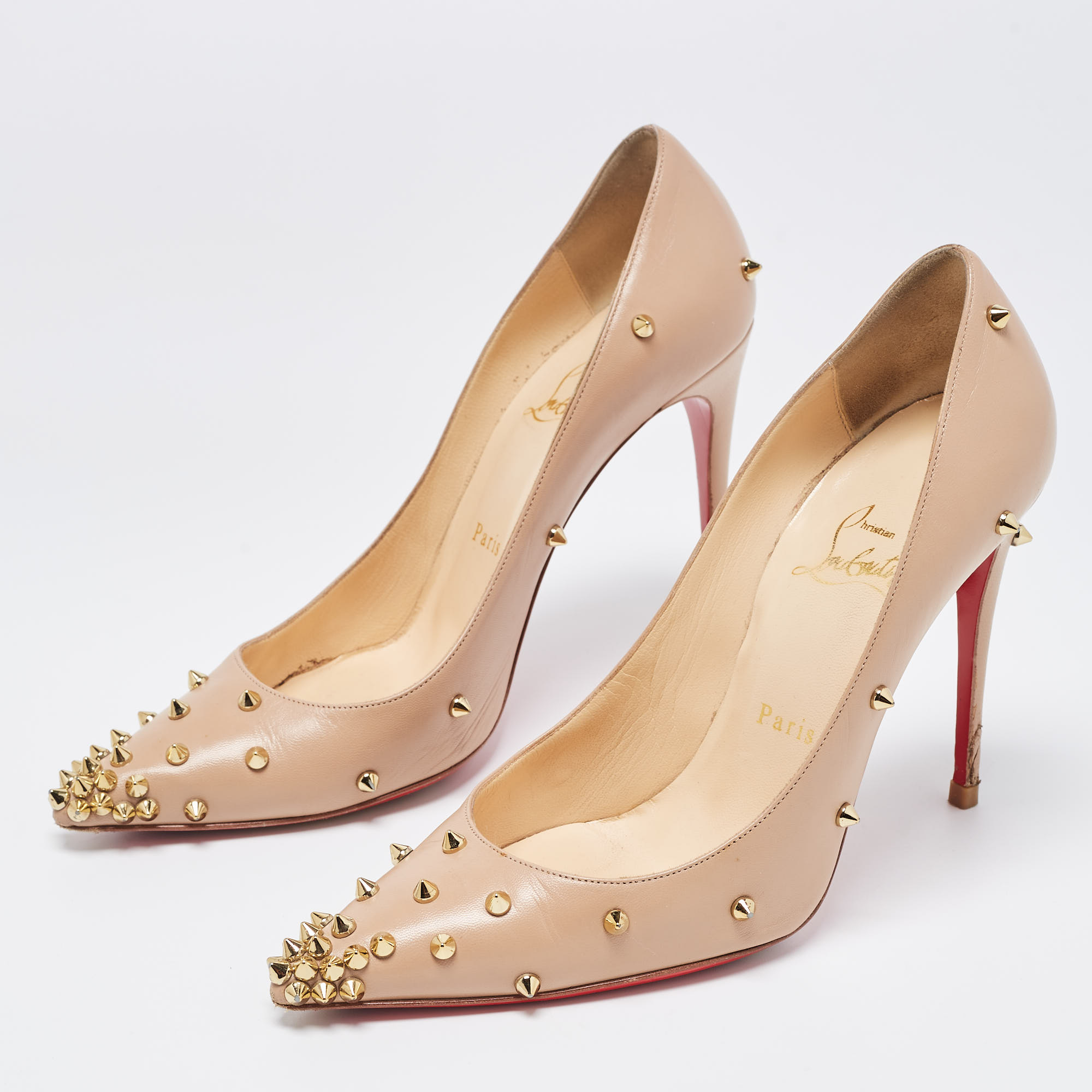 

Christian Louboutin Beige Leather Degraspike Pumps Size