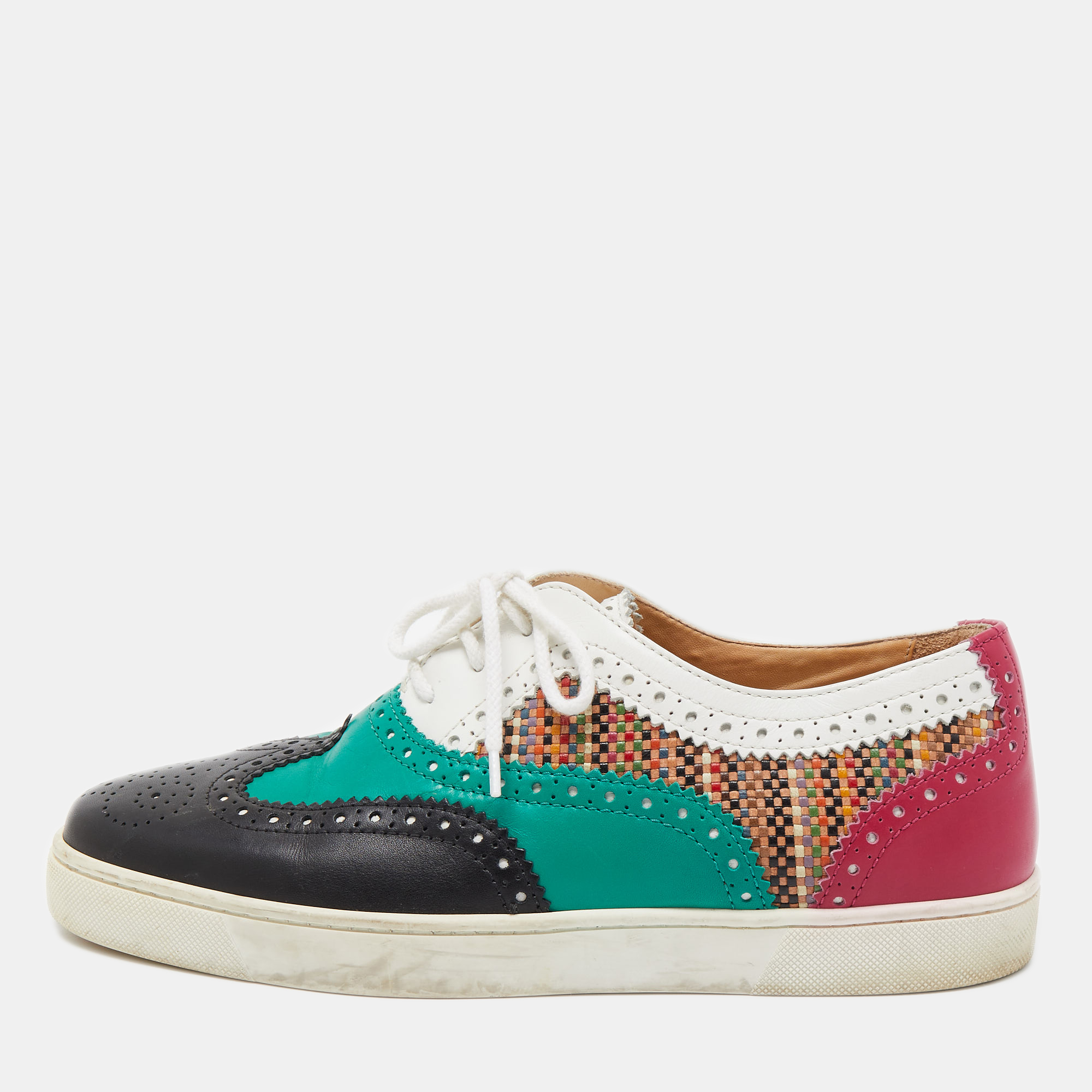 Pre-owned Christian Louboutin Multicolor Leather Oxford Trainers Size 43