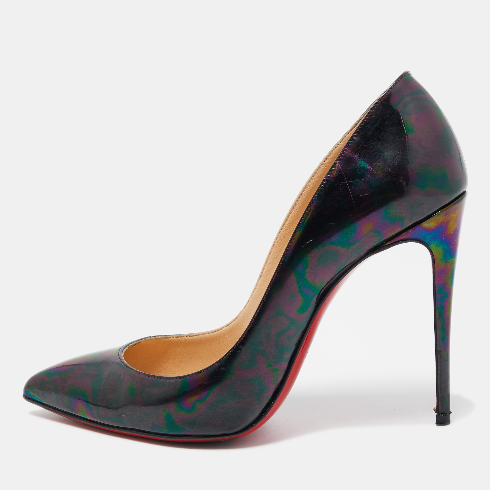 Pre-owned Christian Louboutin Multicolor Iridescent Leather Pigalle Follies Pumps Size 37.5