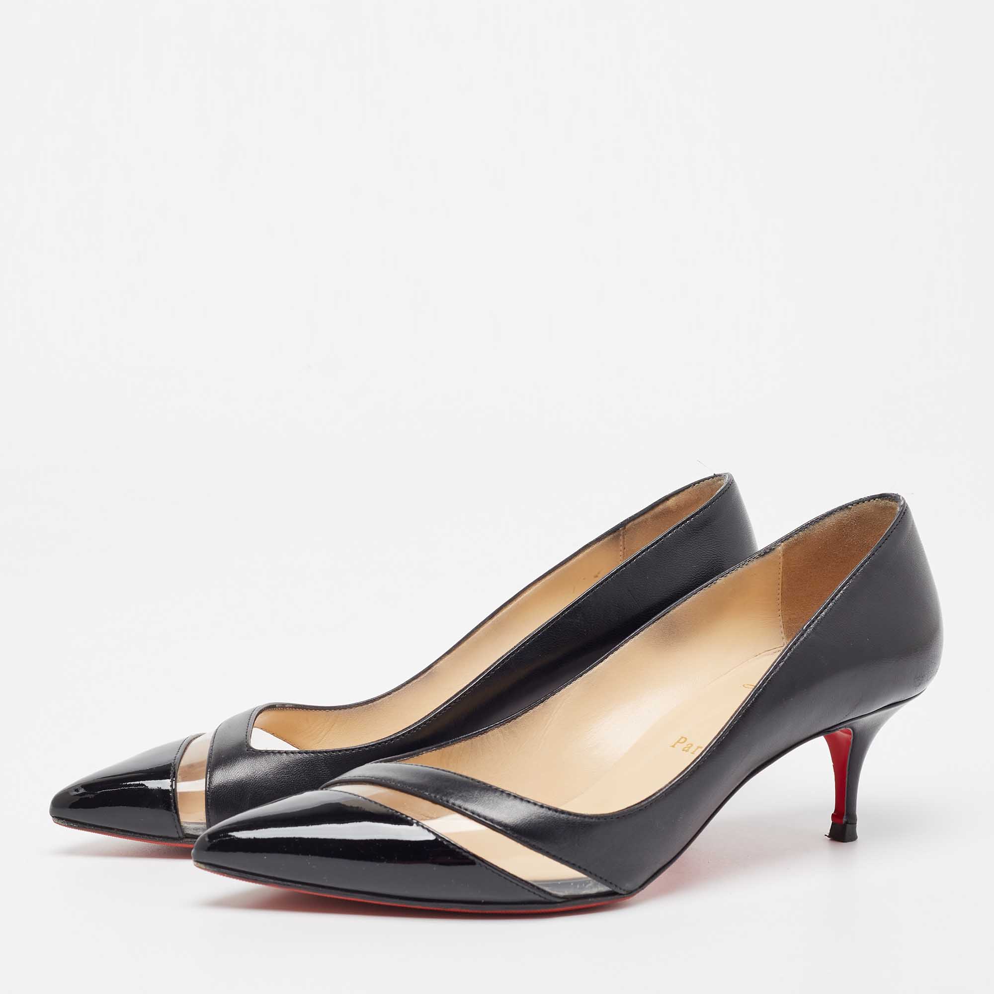 

Christian Louboutin Black Leather and PVC 17th Floor Pointed Toe Pumps Size