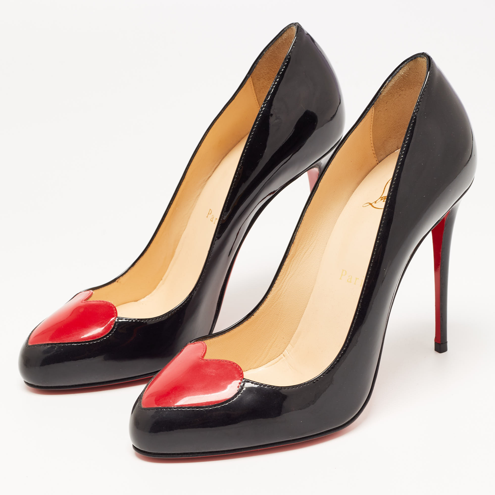 

Christian Louboutin Black/Red Patent Leather Doracora Pumps Size