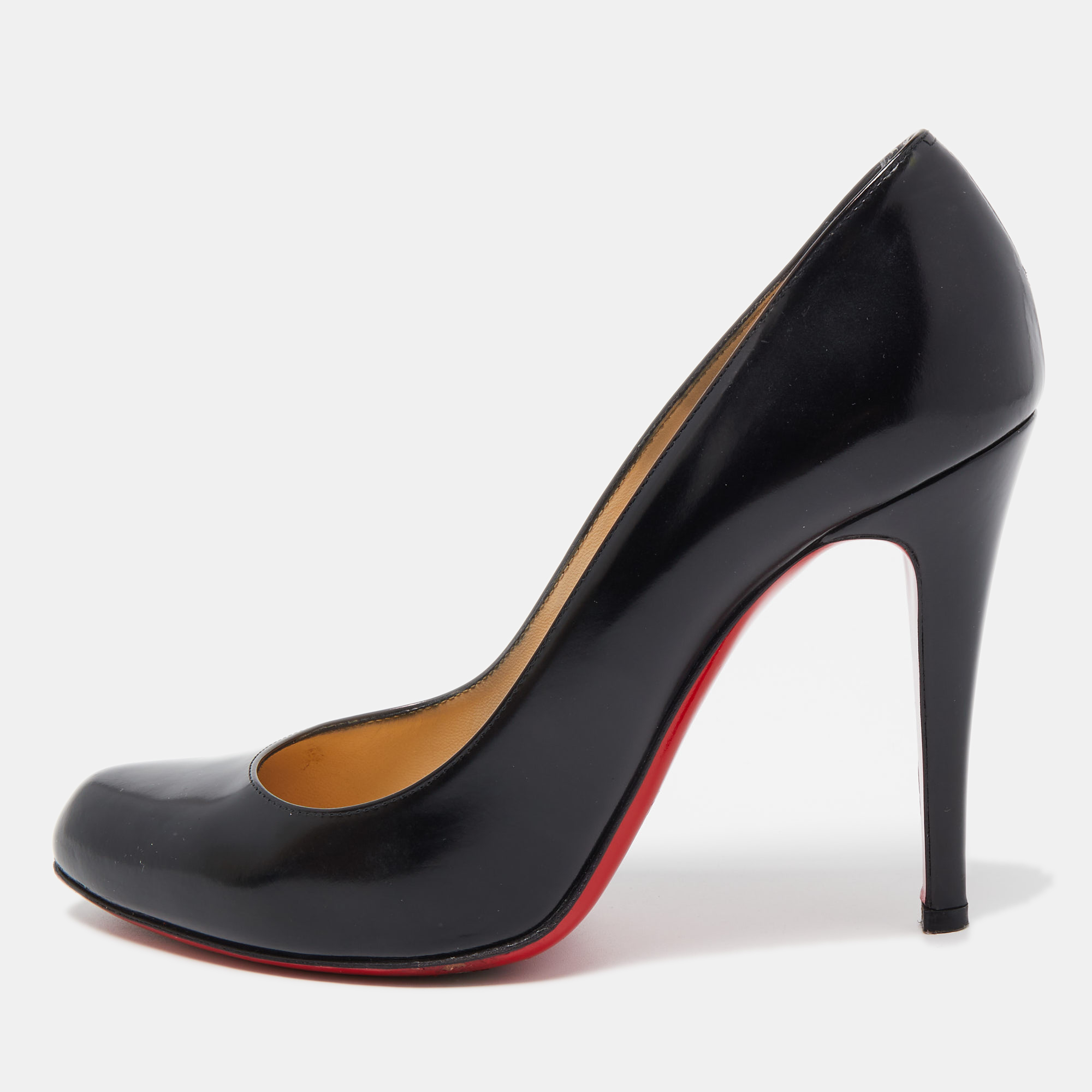 Pre-owned Christian Louboutin Black Leather Simple Pointed Toe Pumps Size 39.5