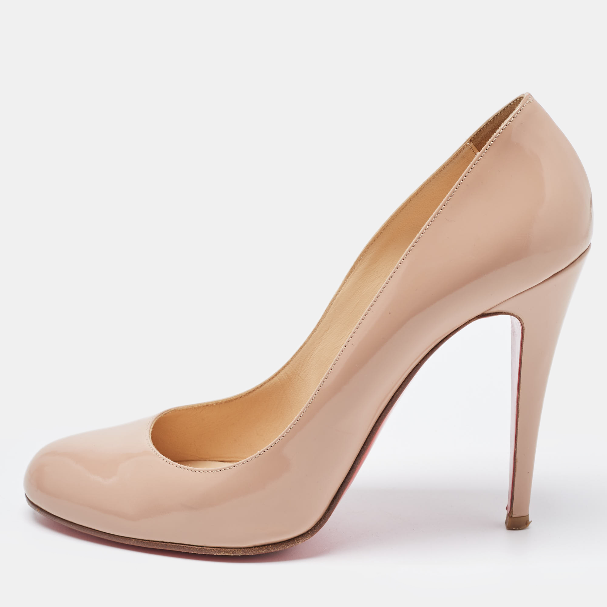 Pre-owned Christian Louboutin Beige Leather Simple Pumps Size 40.5