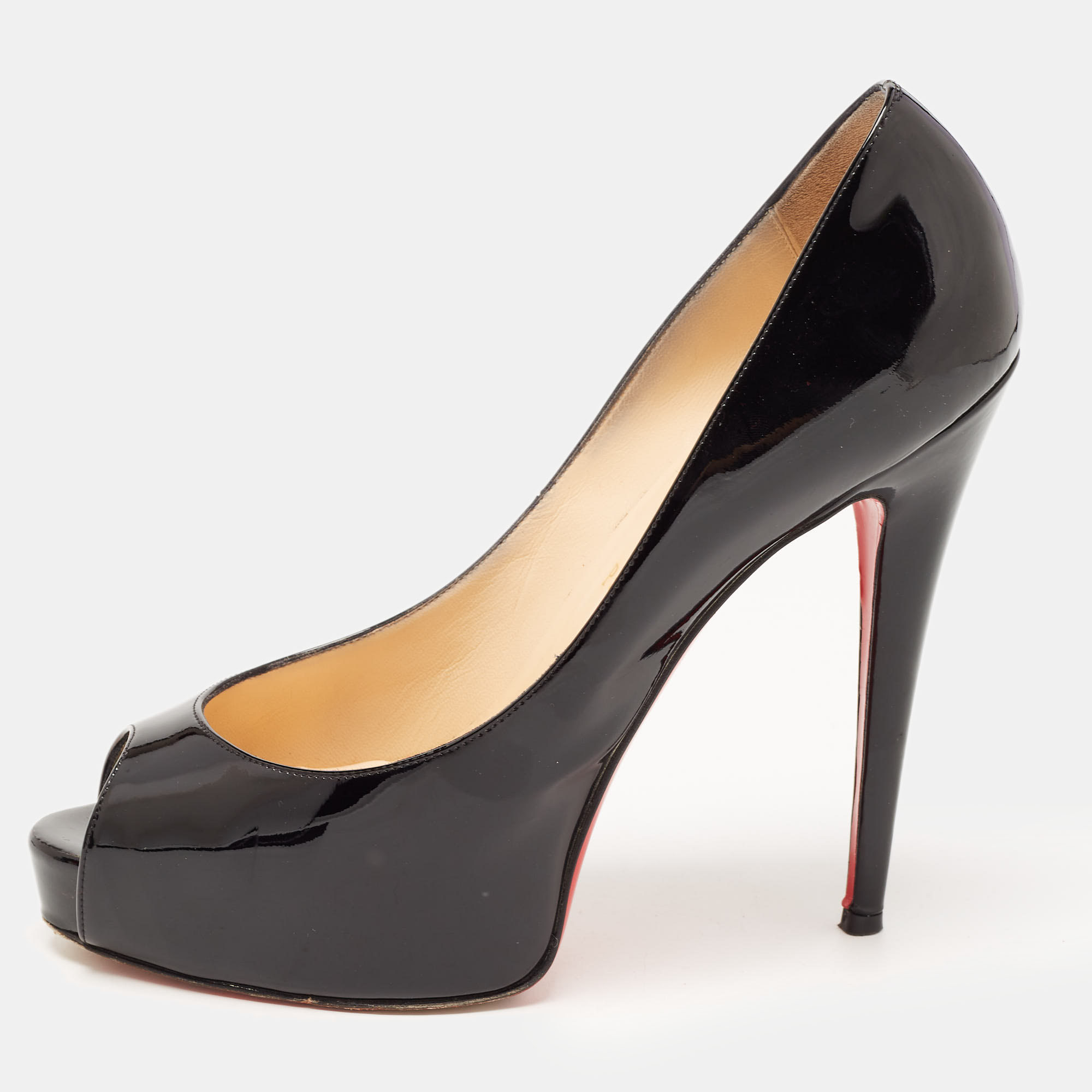 Pre-owned Christian Louboutin Black Patent Very Prive Pumps Size 40