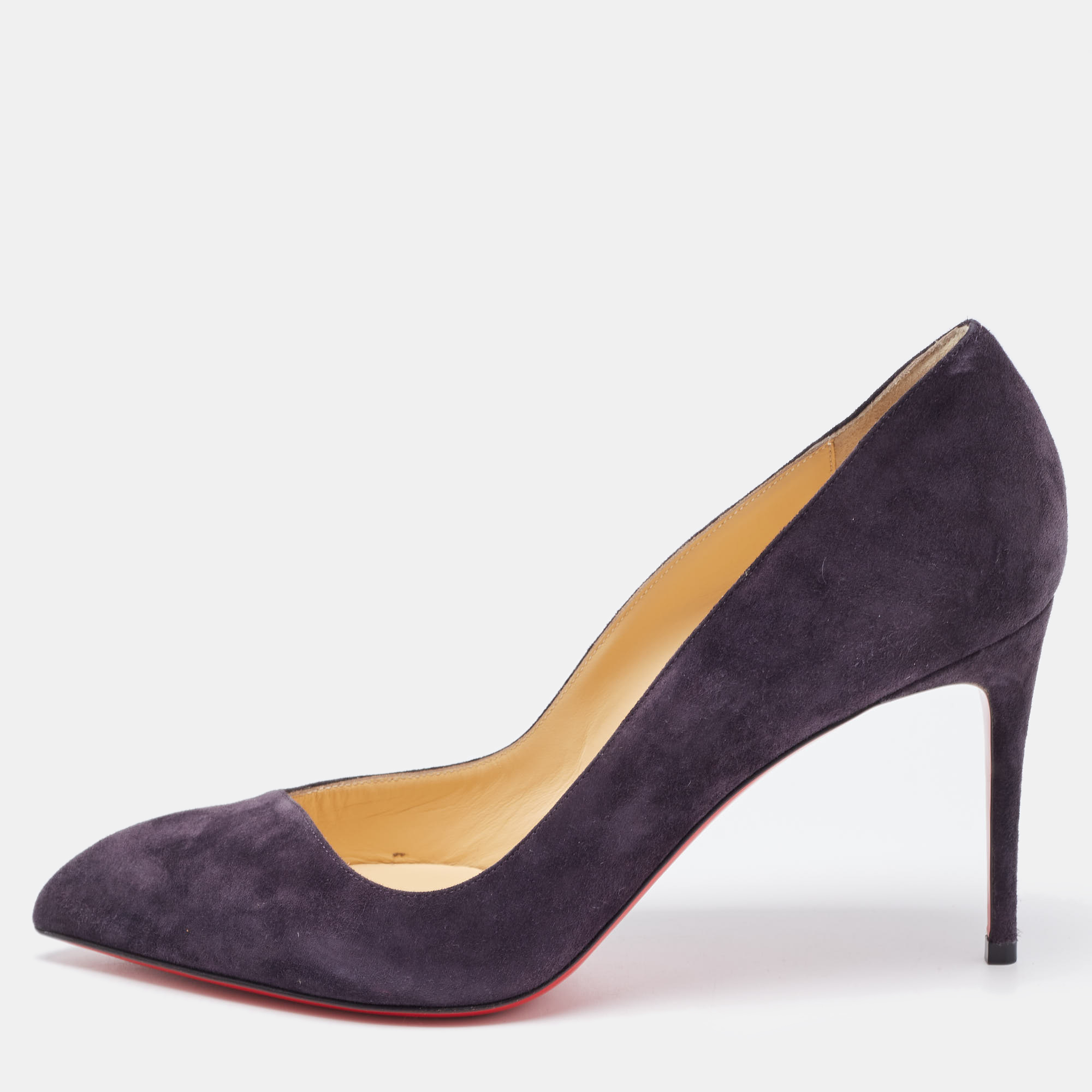 Pre-owned Christian Louboutin Plum Suede Corneille Pumps Size 39 In Purple