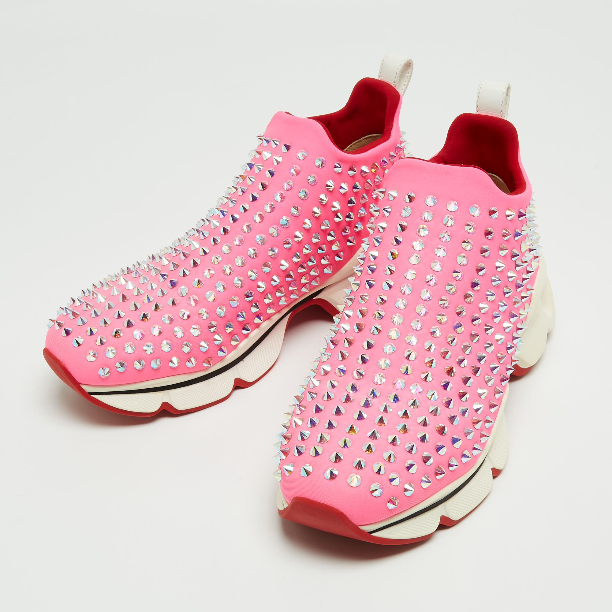 

Christian Louboutin Pink Neoprene Spike Sock Sneakers Size