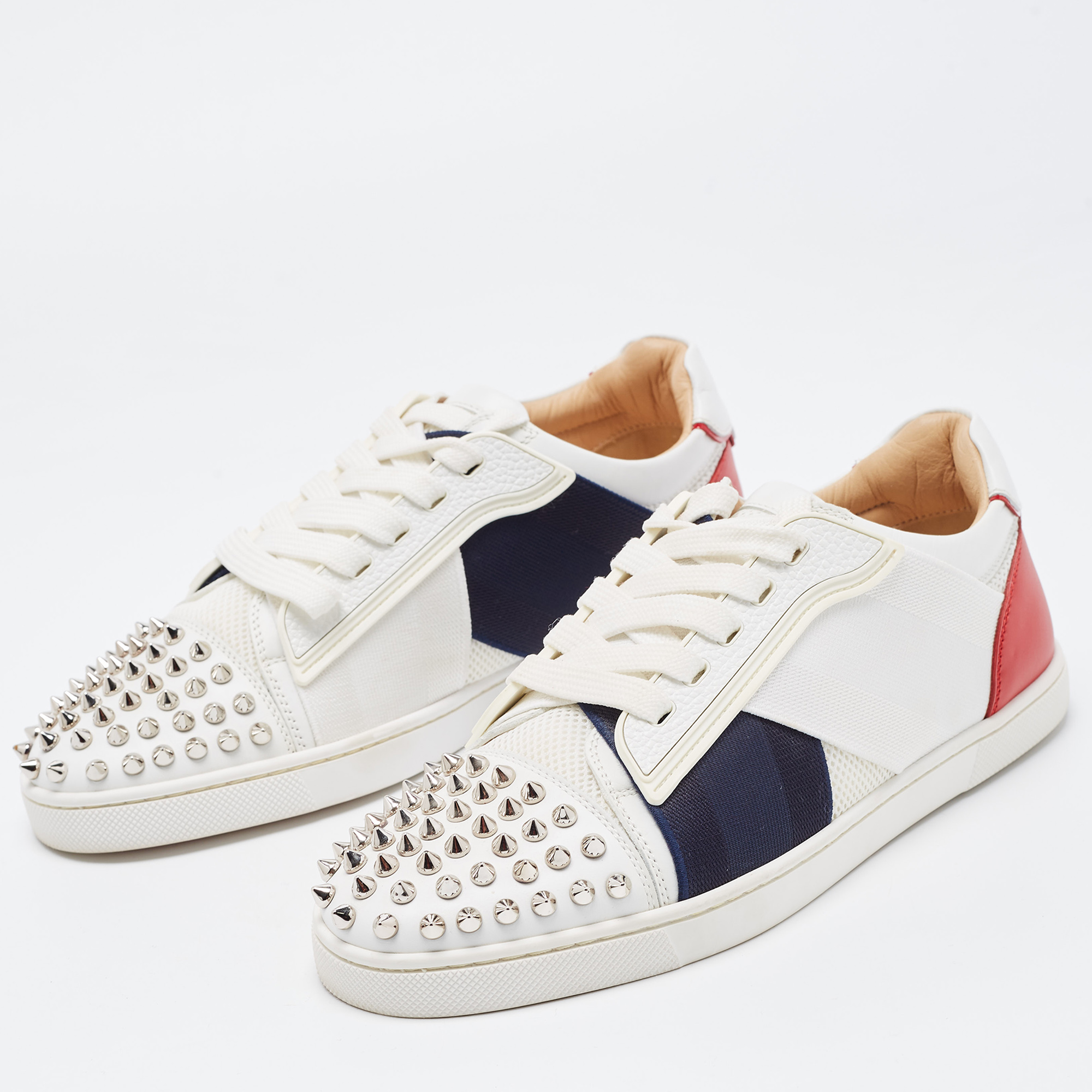 

Christian Louboutin Tricolor Leather and Canvas Elastikid Sneakers Size, White